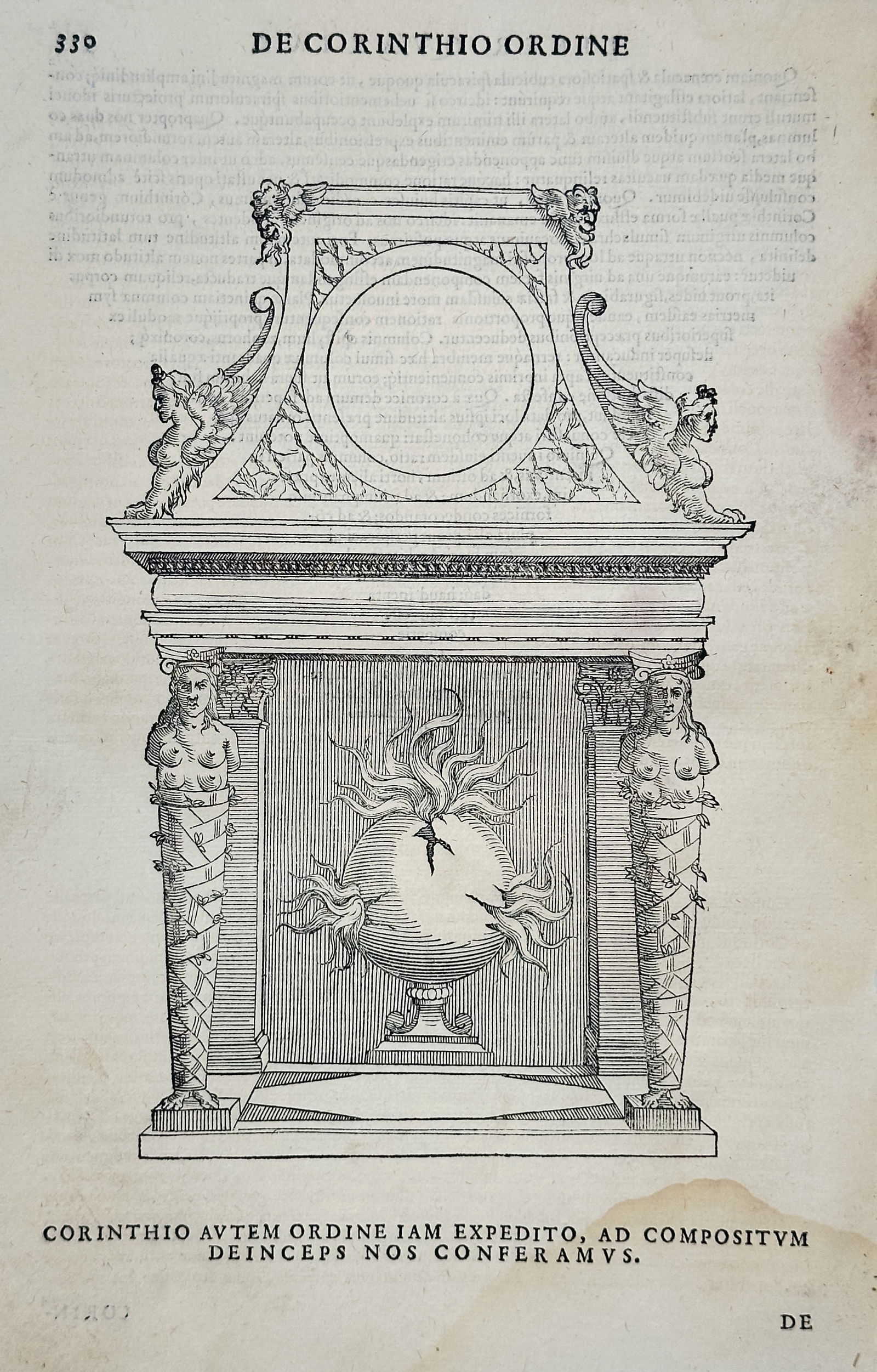 Sebastiano Serlio (1475–1554) – Ornamental Design for an Altar/Pedestal (Corinthian Order) – (1 of 2)