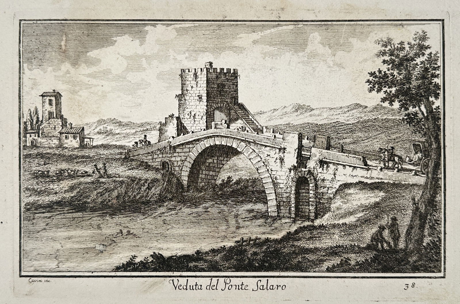 Giovanni Battista Piranesi – View of the Salario Bridge (Ponte Salario) – Etching (1 of 2)