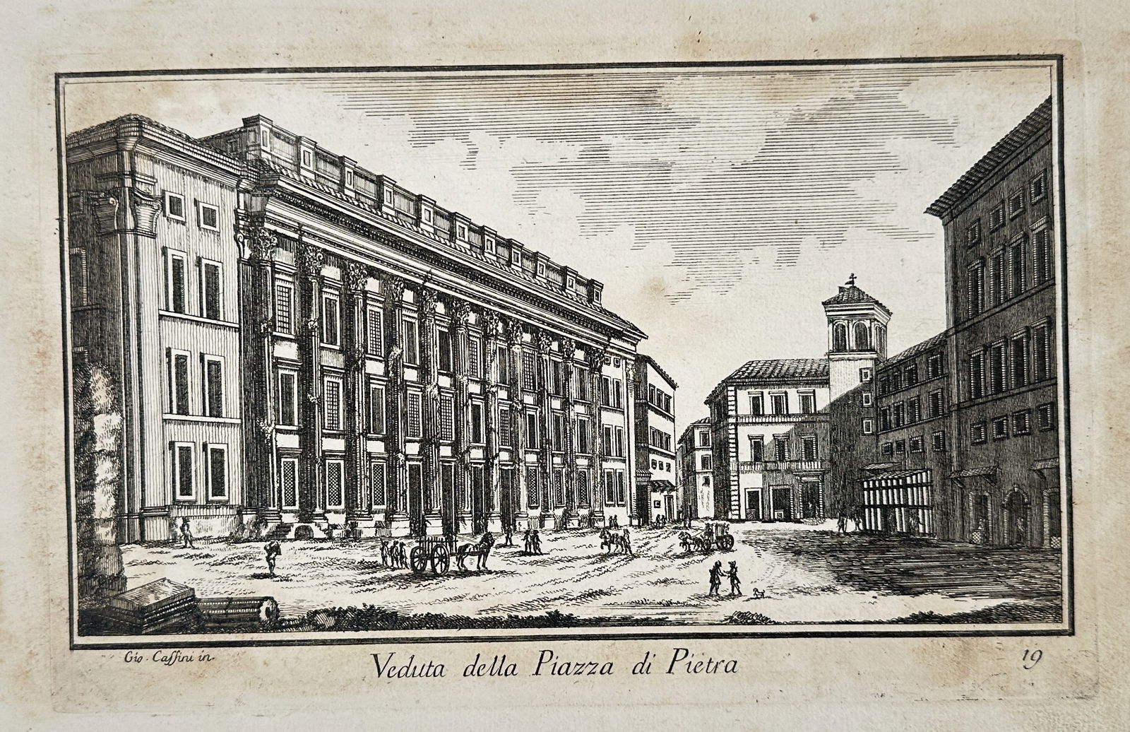 Giuseppe Vasi (1710–1782) – View of the Piazza di Pietra – Engraving (Mid-18th Century) (1 of 2)