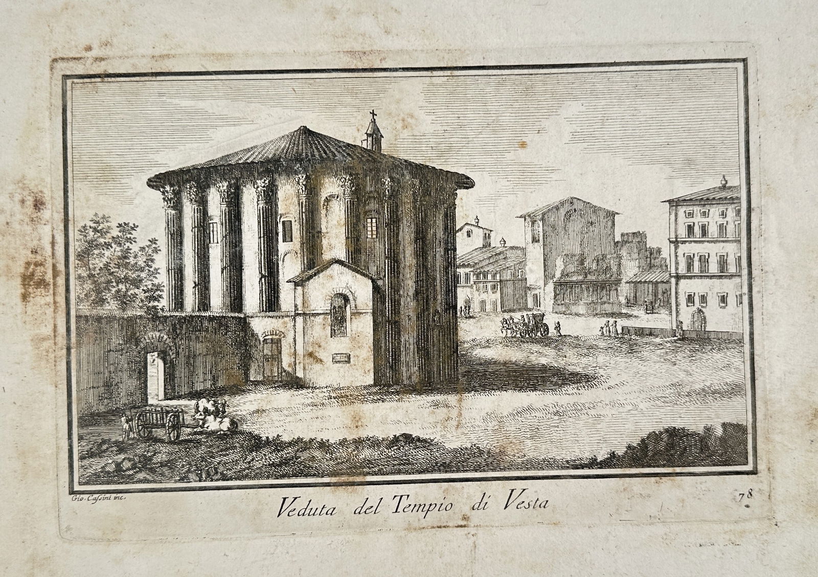 Giuseppe Vasi (1710–1782) – View of the Temple of Vesta (Temple of Hercules Victor) (1 of 2)