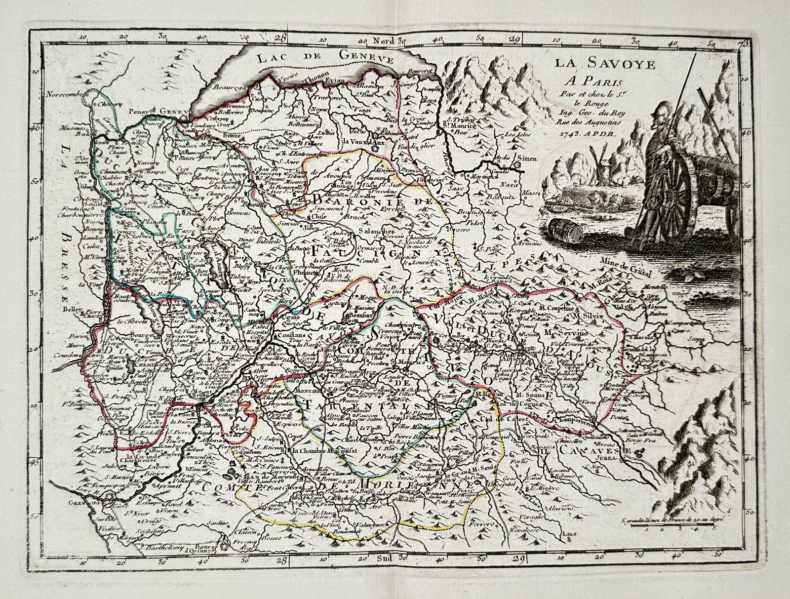Georges-Louis Le Rouge (c. 1712–1790) – Map of Savoy – Engraving with hand-coloring (18th (1 of 3)