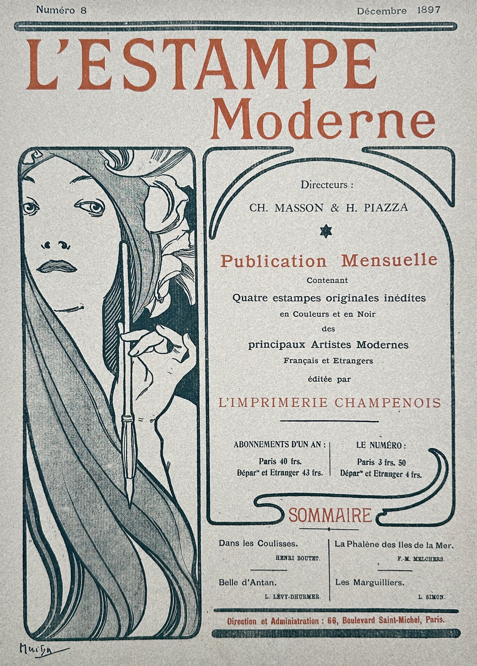 Alphonse Mucha (1860–1939) – Cover Illustration for L'Estampe Moderne (December 1897) – (1 of 3)