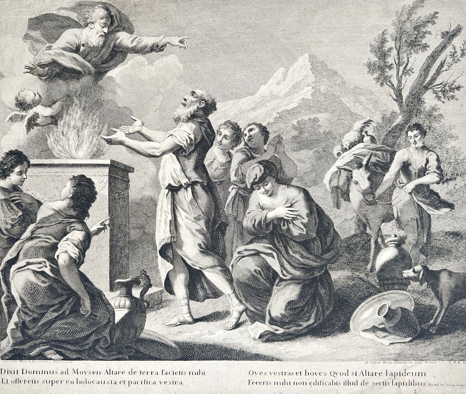 Giovanni Volpato (1735–1803) – God Instructs Moses on the Altar of Earth – Engraving (1 of 3)