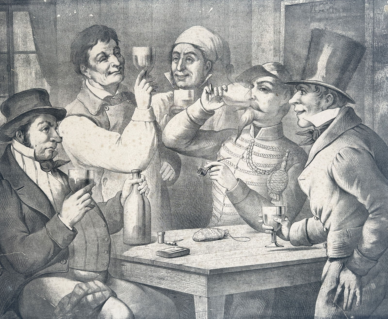 Unknown Artist (19th Century) – Studies of Manners, The Big Hats of the Place – Lithograph (1 of 2)