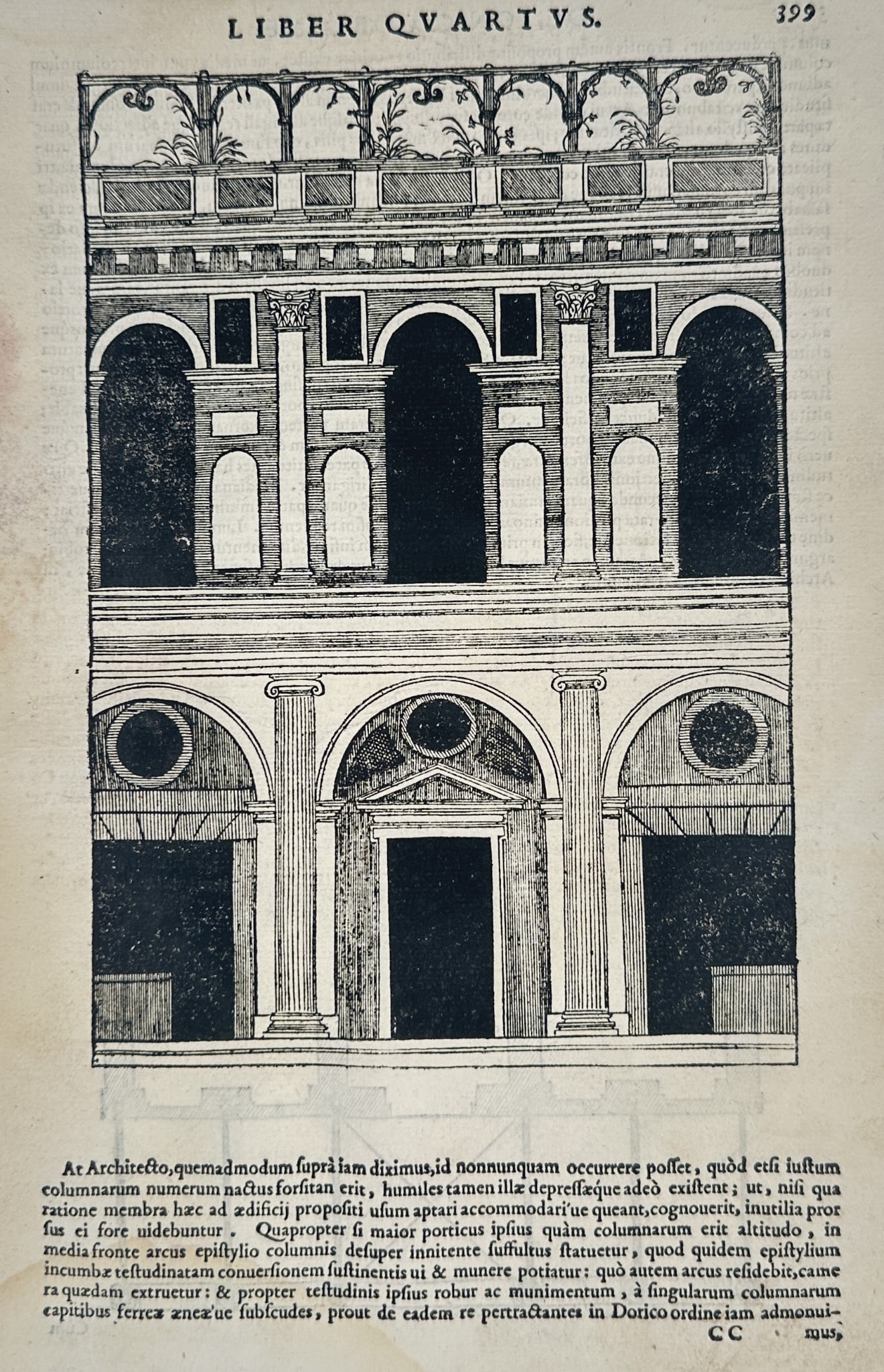 Andrea Palladio (1508–1580) – Architectural Study of a Loggia and Courtyard Elev (1 of 2)