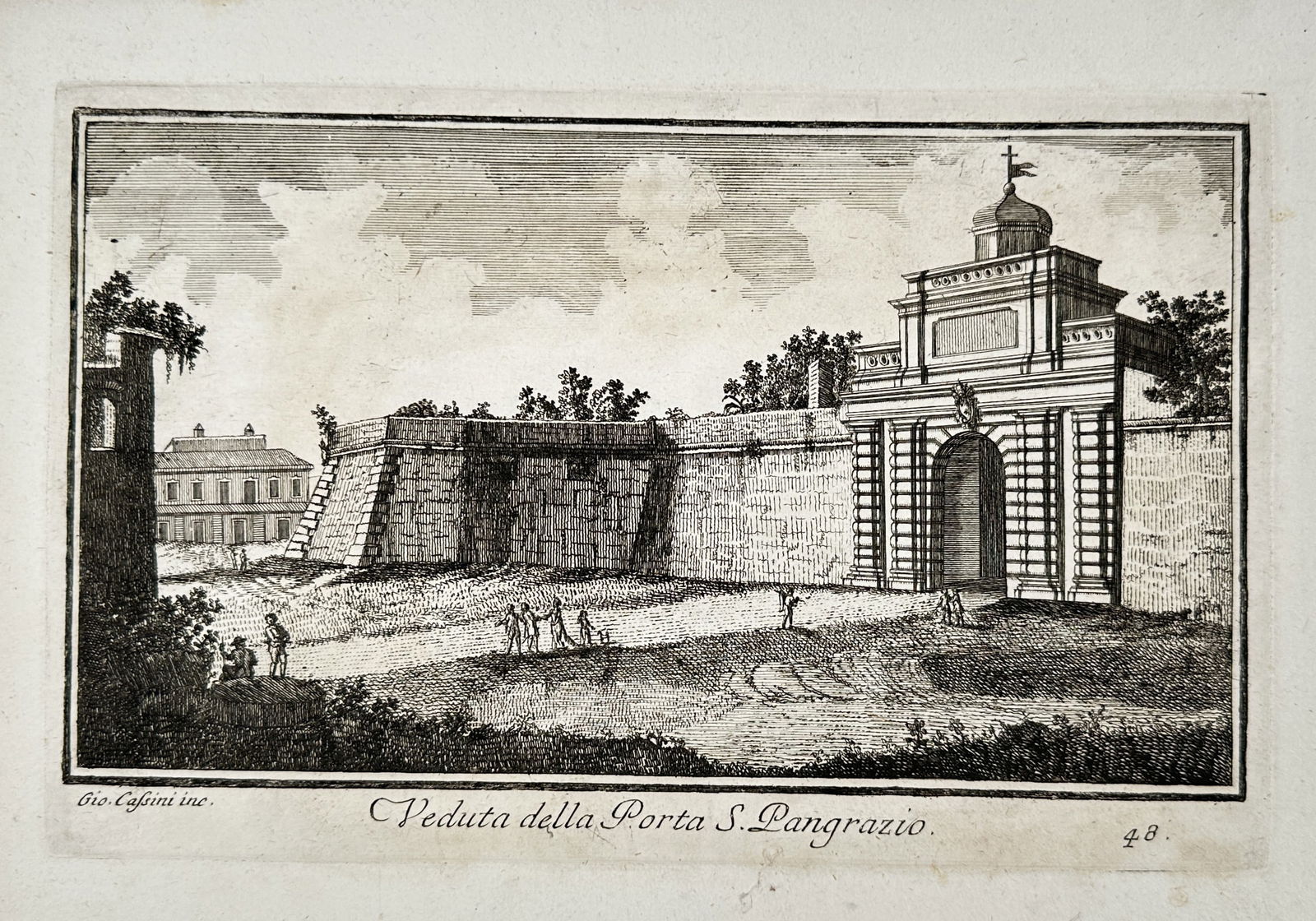 Giovanni Maria Cassini (1745–1824) – View of the Porta San Pancrazio – Engraving (1 of 2)