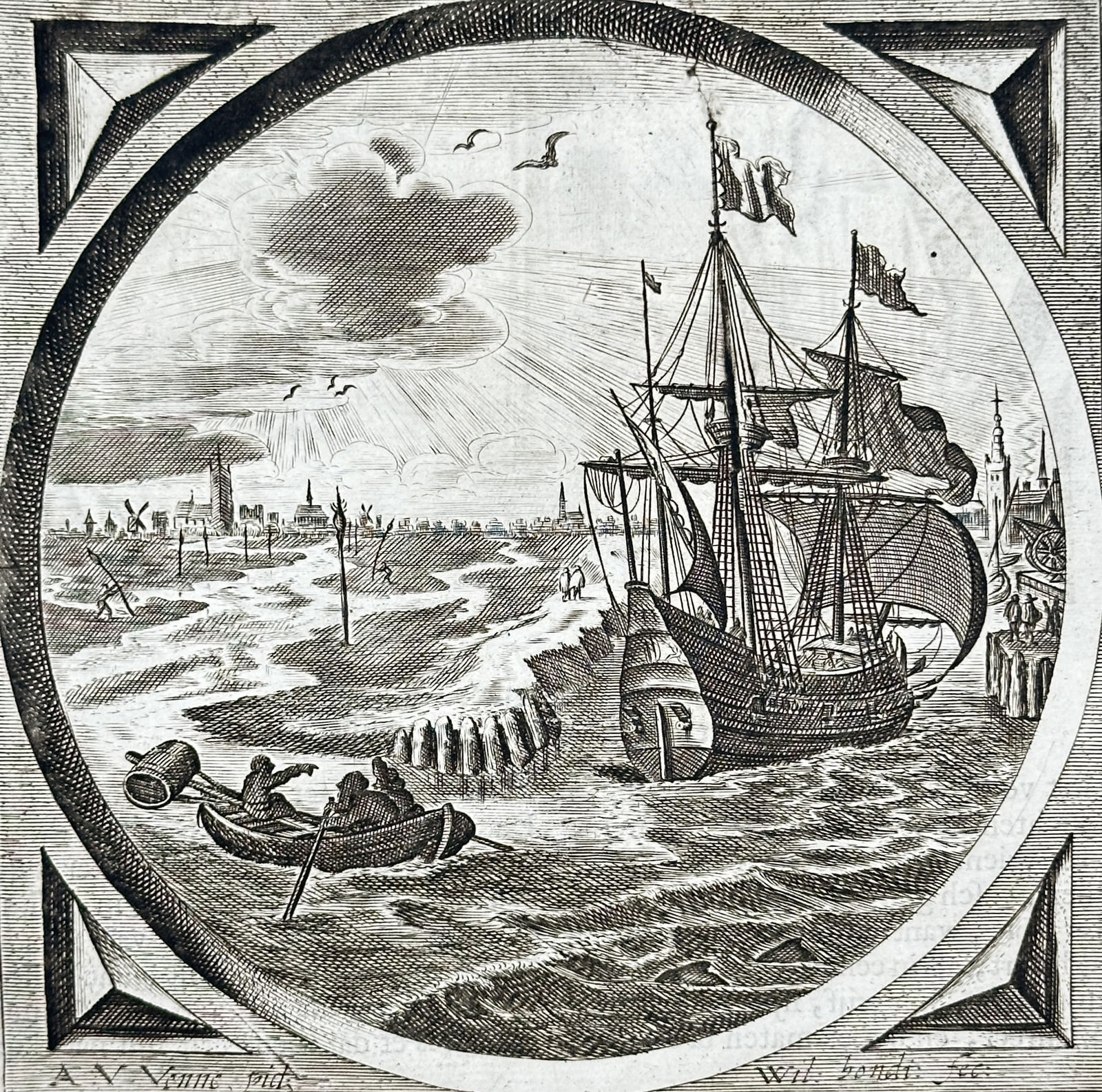 Jacob Cats (1577–1660) – Shipwreck and Salvage – Engraving (1655) (1 of 3)