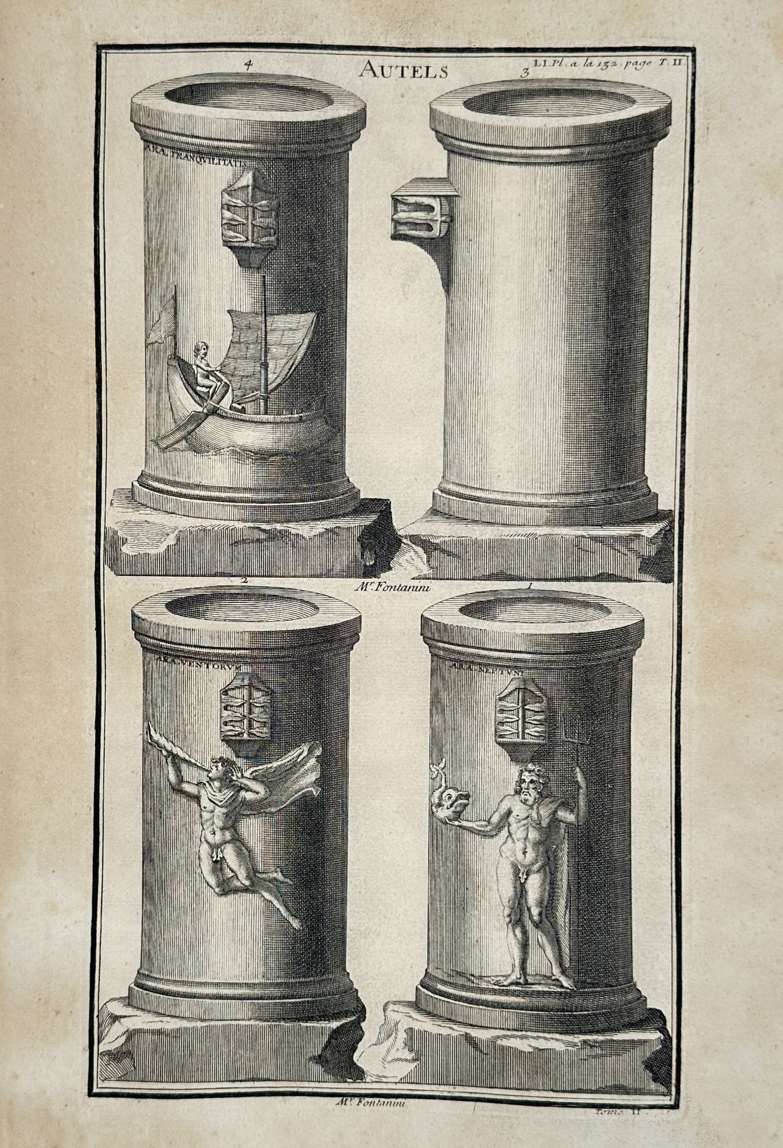 Bernard de Montfaucon (1655–1741) – Various Ancient Altars – Engraving (1719) (1 of 3)