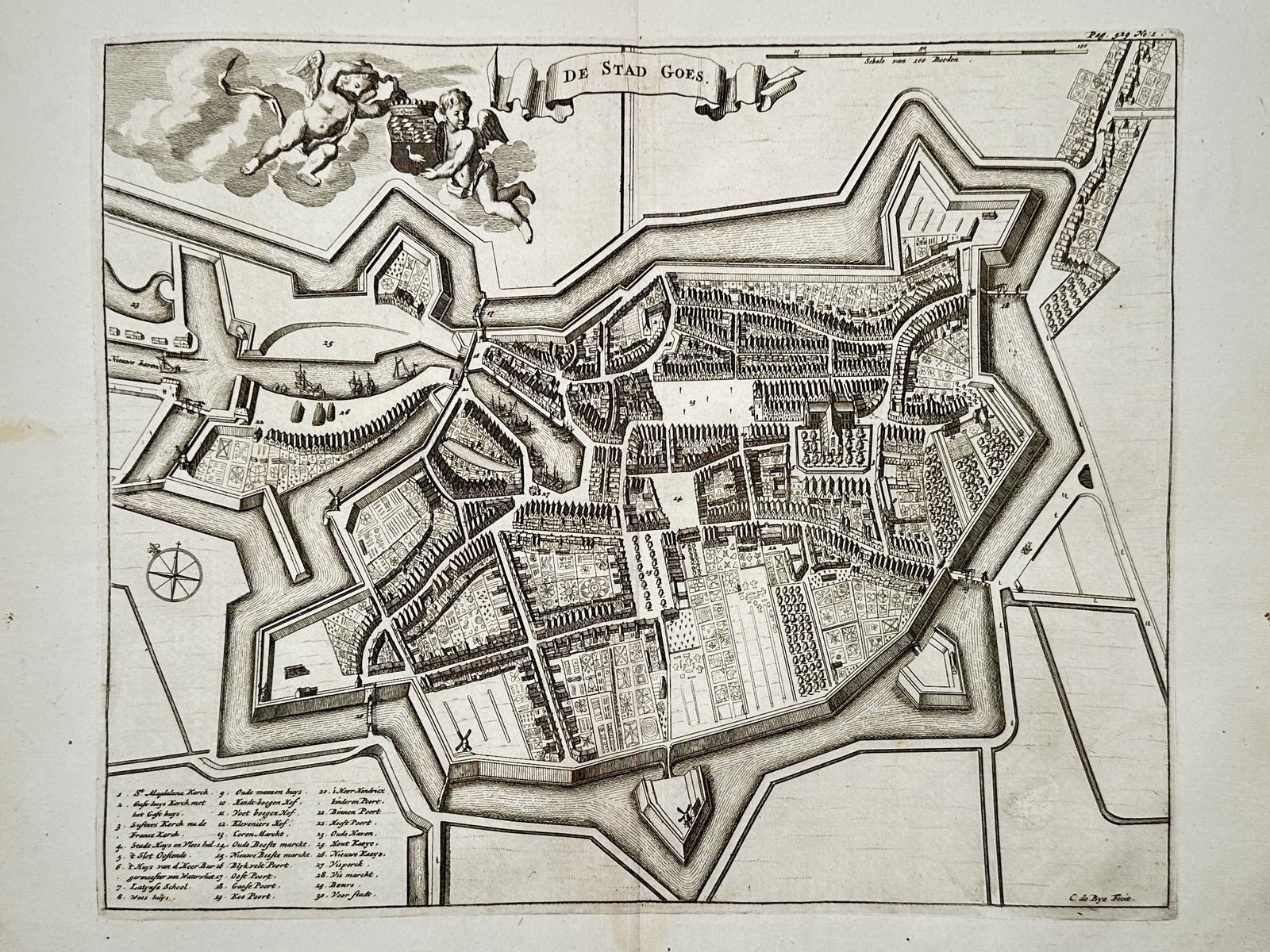 Mattheus Smallegange (1624–1710) – Map of the City of Goes – Engraving (1696) (1 of 3)