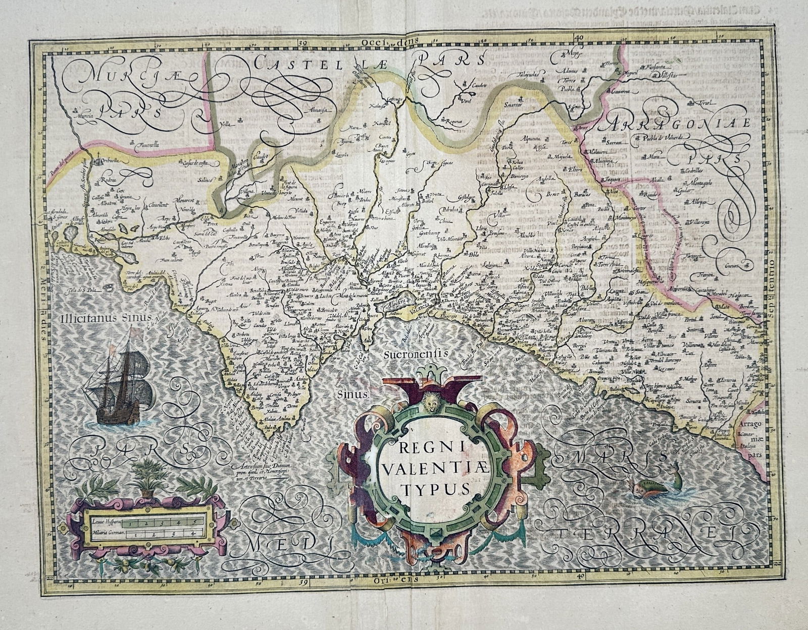 Johannes Janssonius (1588–1664) - Map of the Kingdom of Valencia - Hand-colored (1 of 3)