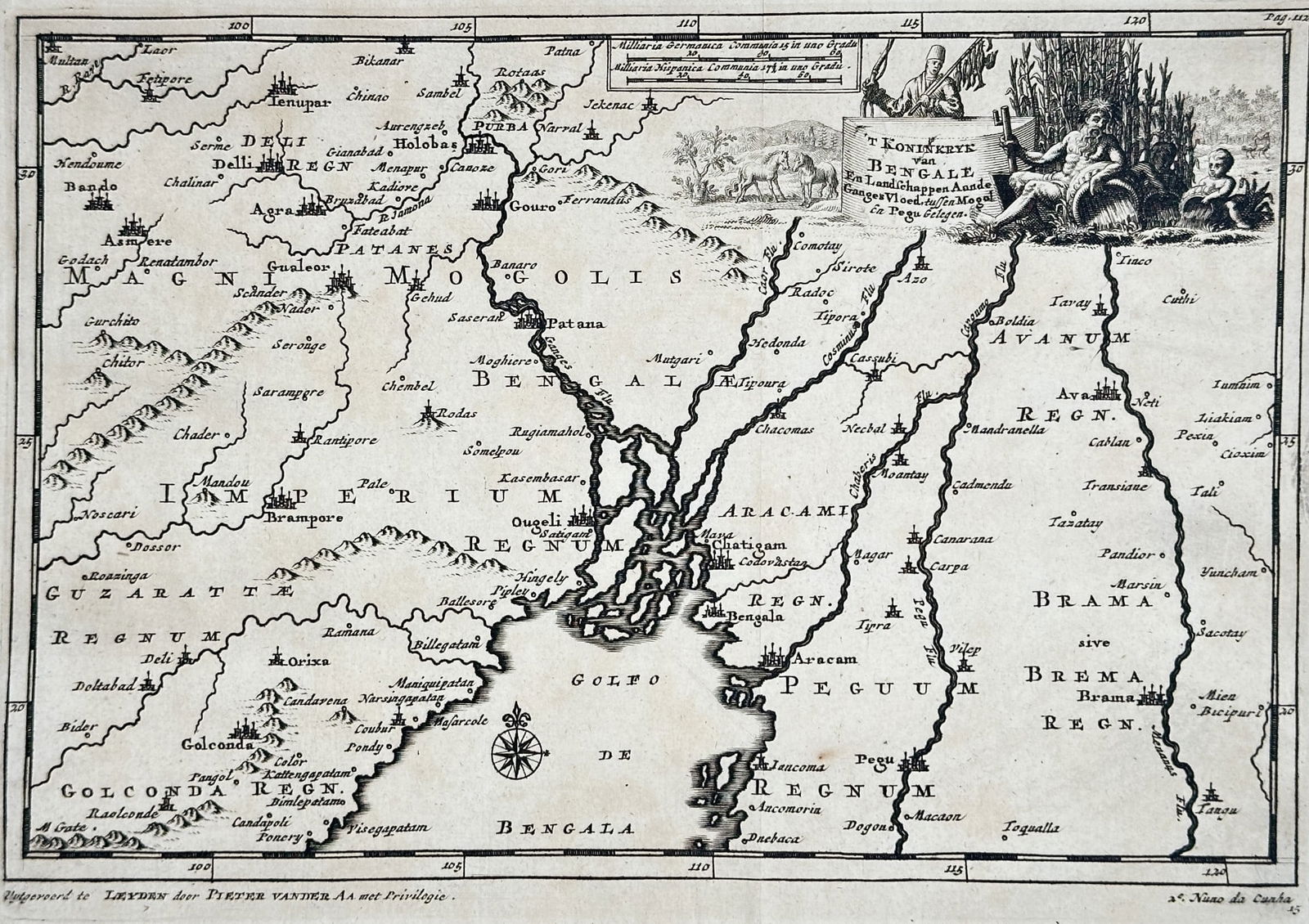 Pieter van der Aa (1659–1733) – Map of the Empire of the Great Mogol, Bengal (1 of 2)