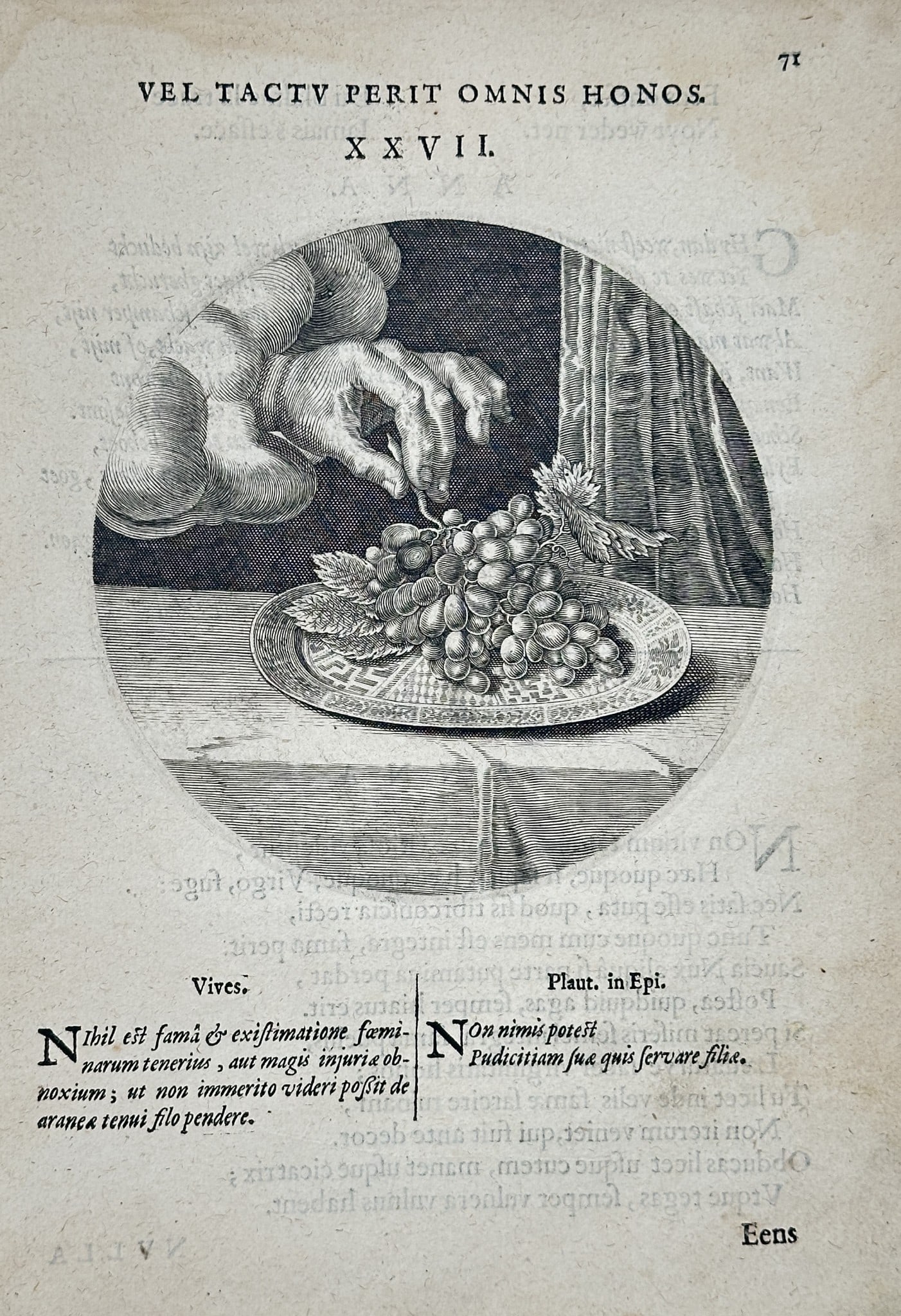 Jacob Cats (1577–1660) – VEL TACTU PERIT OMNIS HONOS (Or By the Touch All) (1 of 2)