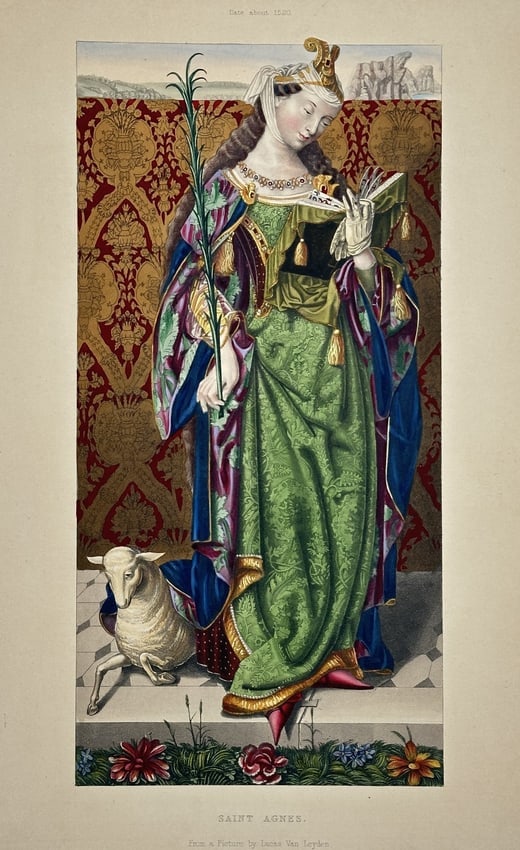 Henry Shaw (1800–1873) – Saint Agnes – Hand-coloured Engraving - 1843 (1 of 2)