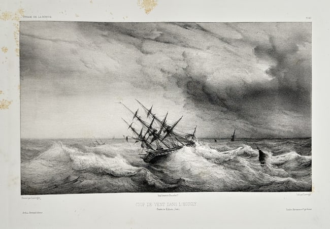 Barthélemy Lauvergne – Gale of Wind at the Buoy (Near Chile) – Tinted lithograph (1 of 1)