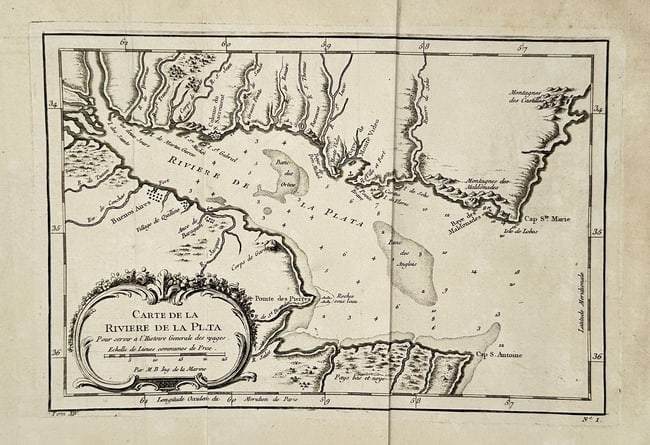 Jacques-Nicolas Bellin – Map of the Río de la Plata estuary in South America (1 of 2)