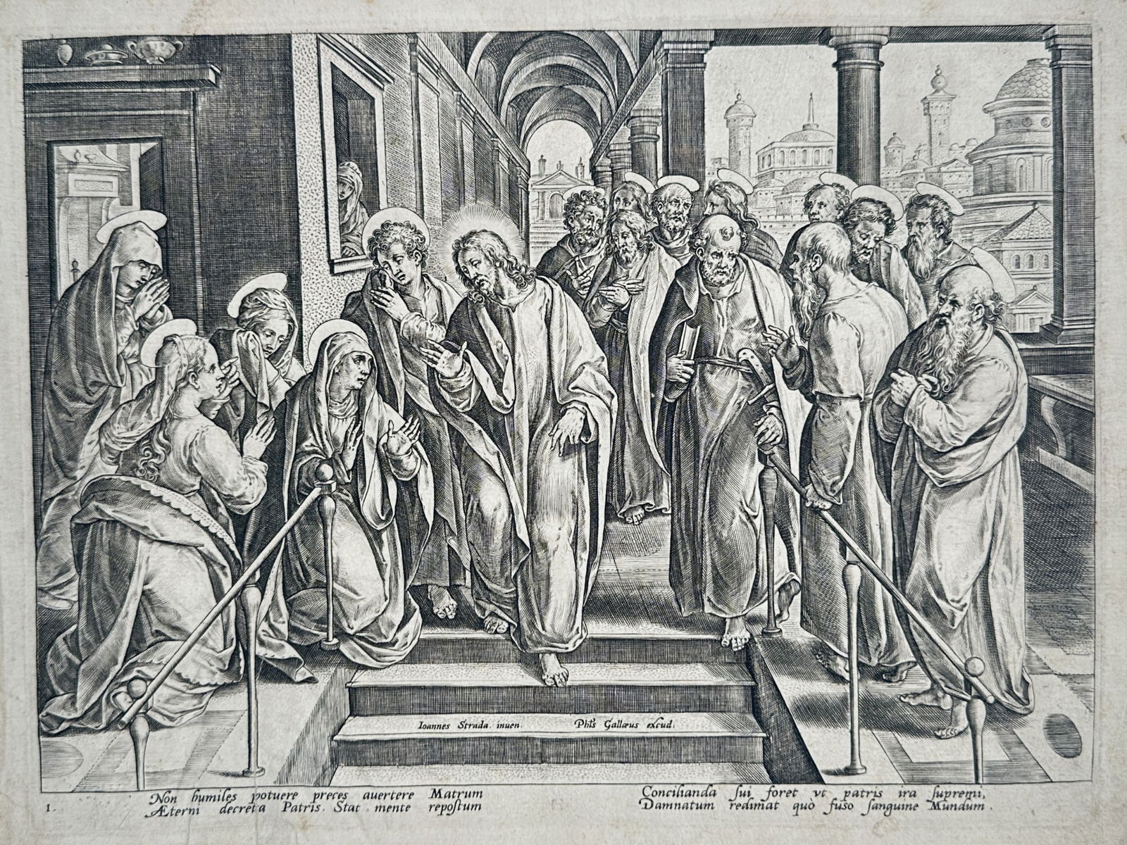 Adriaen Collaert (1560–1618) – Christ Taking Leave of His Mother – Engraving (1 of 2)