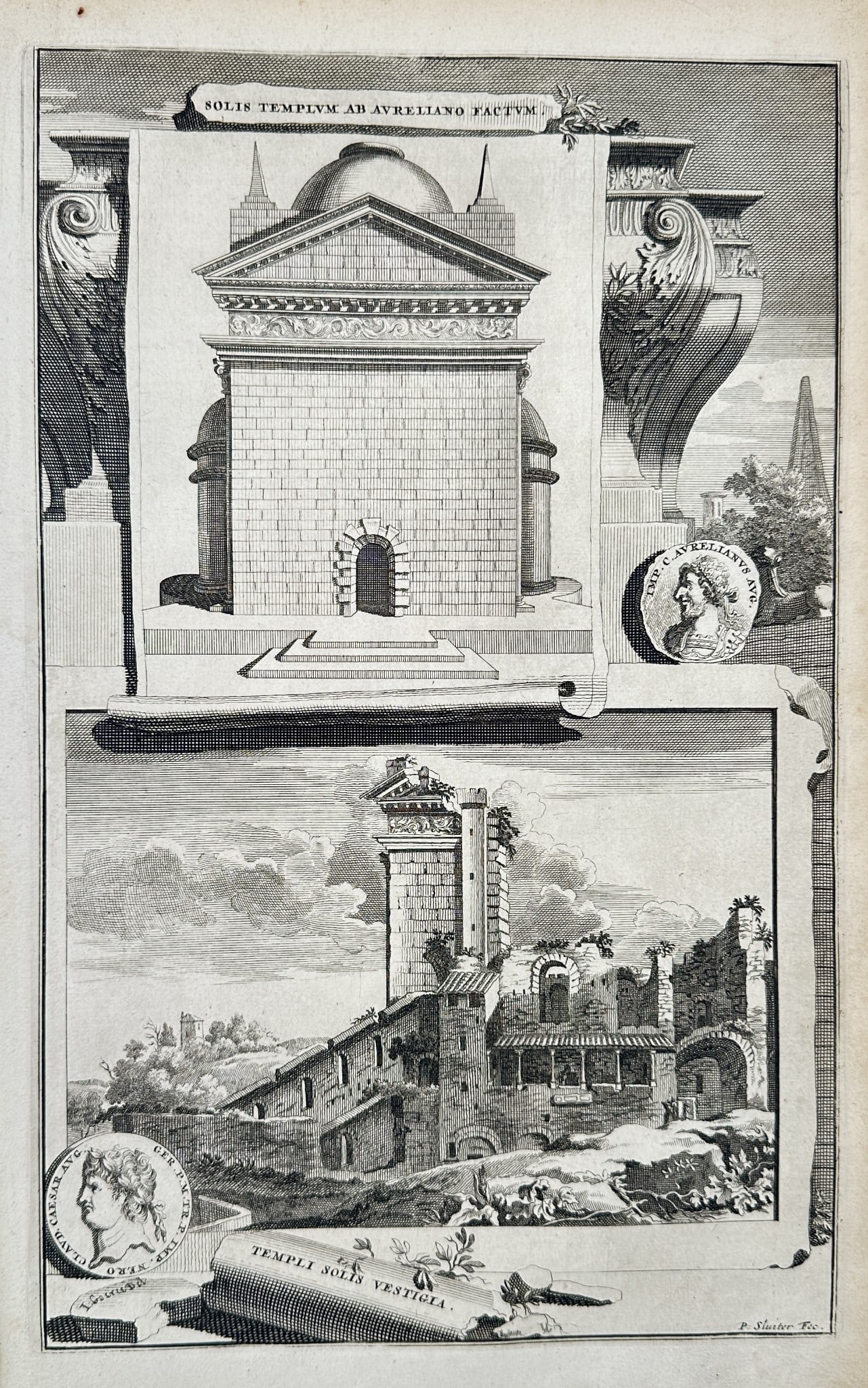Jan Goeree (1670–1731) – Topographical Views of the Temple of the Sun – Engravin (1 of 2)