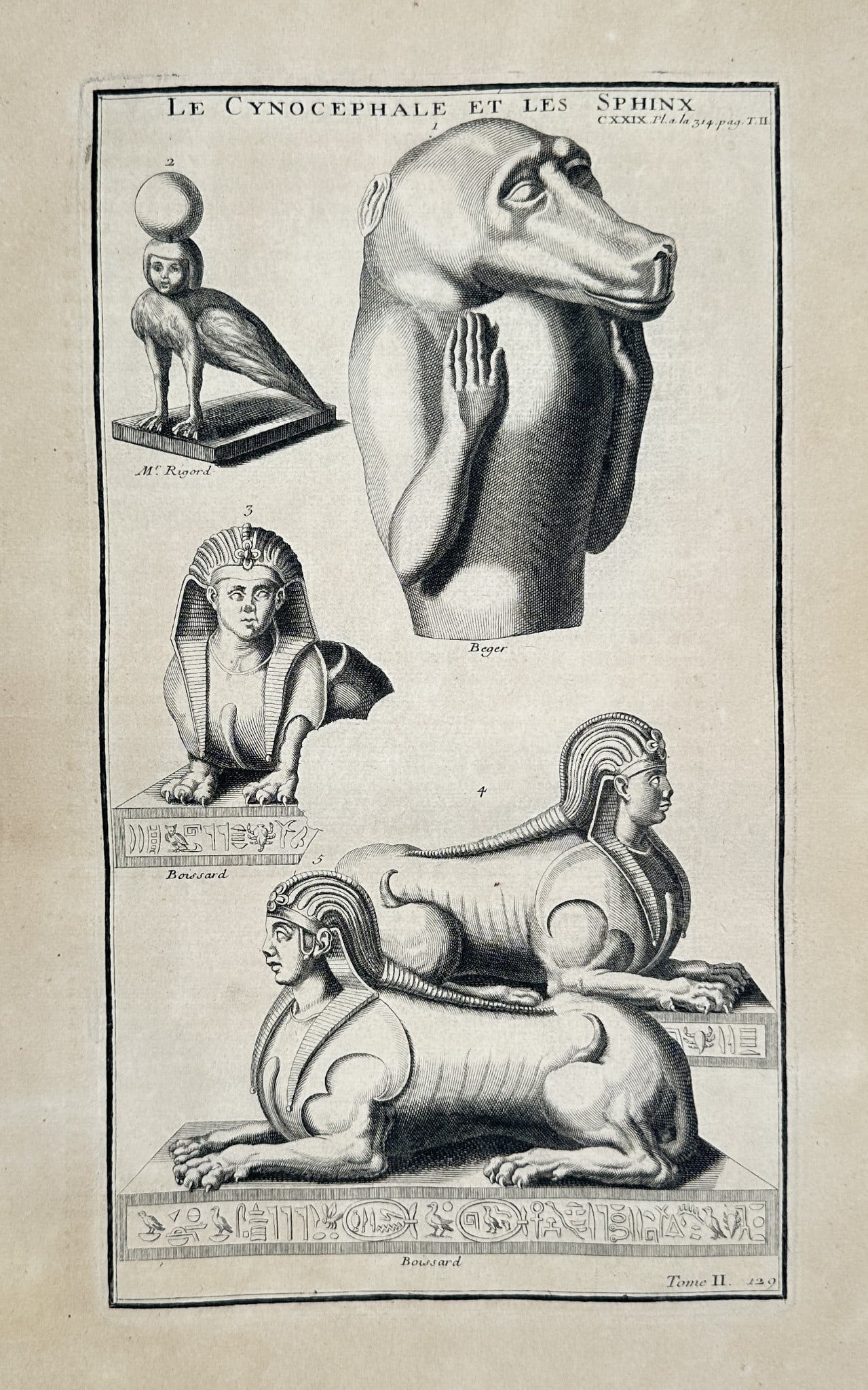 Bernard de Montfaucon (1655–1741) – The Cynocephalus and the Sphinx – Engraving (1 of 2)