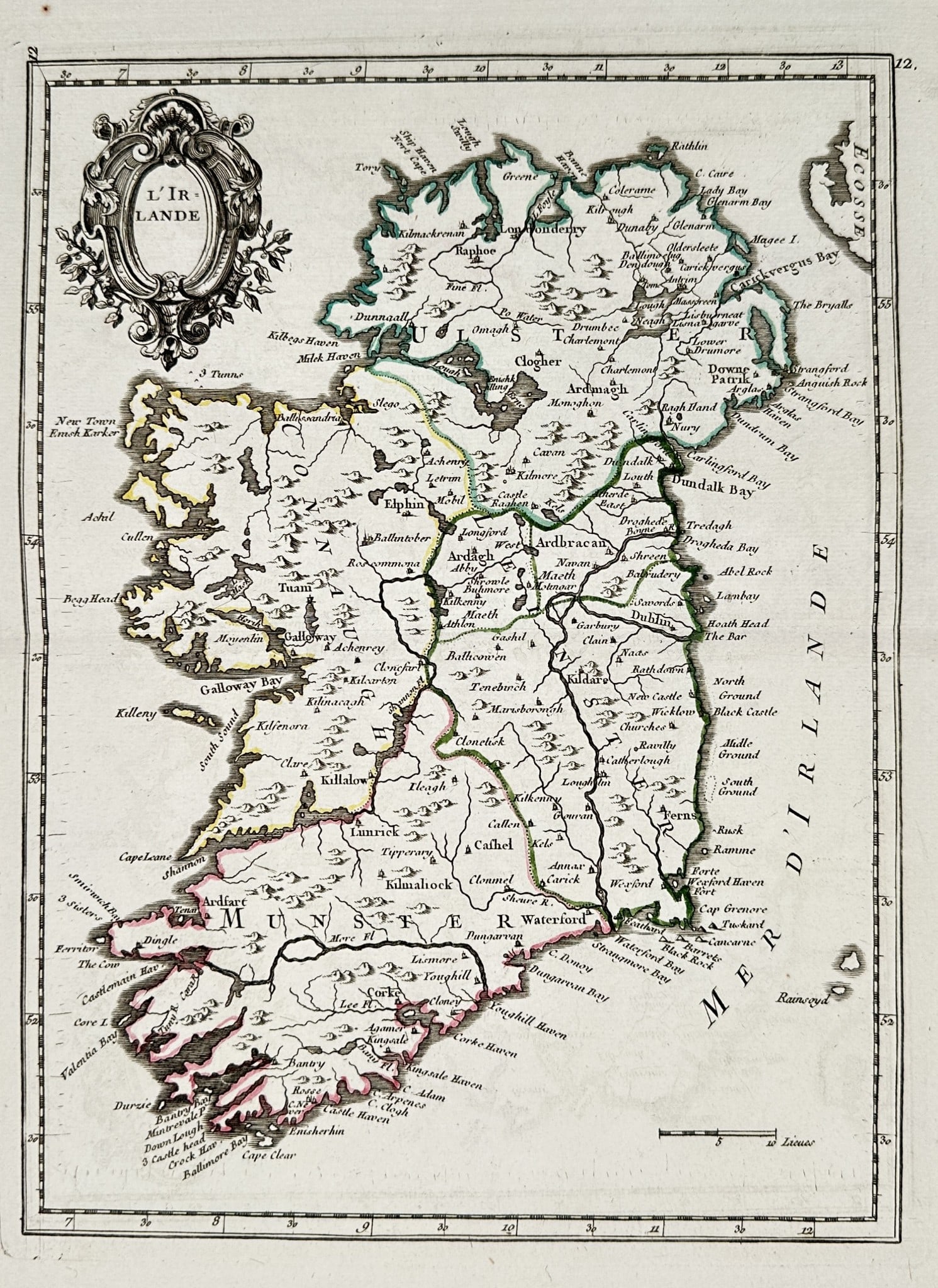 Georges-Louis Le Rouge (1712–1790) – Map of Ireland – Engraving (1748) (1 of 2)