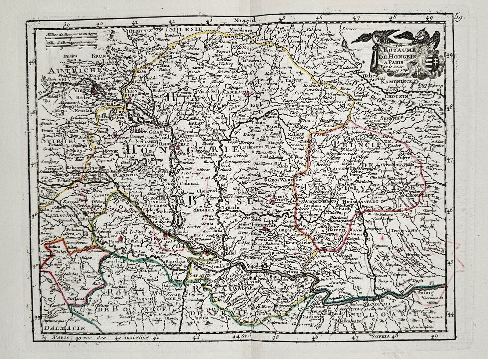 Georges-Louis Le Rouge (1712–1790) – Map of the Kingdom of Hungary – Engraving (1 of 2)