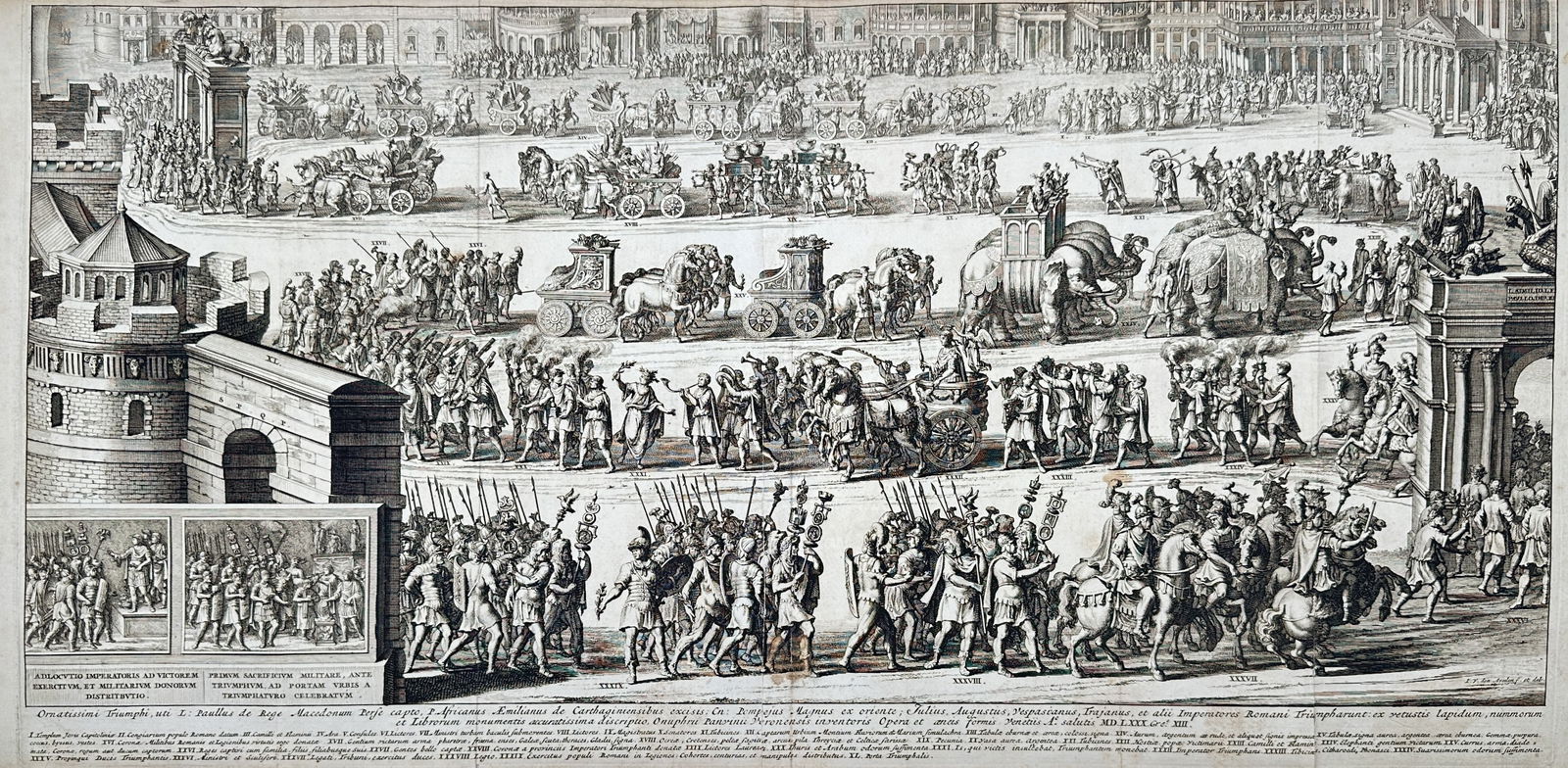 Onofrio Panvinio (1530–1568) – Panorama of the Roman Triumphal Procession – Engraving (1 of 2)