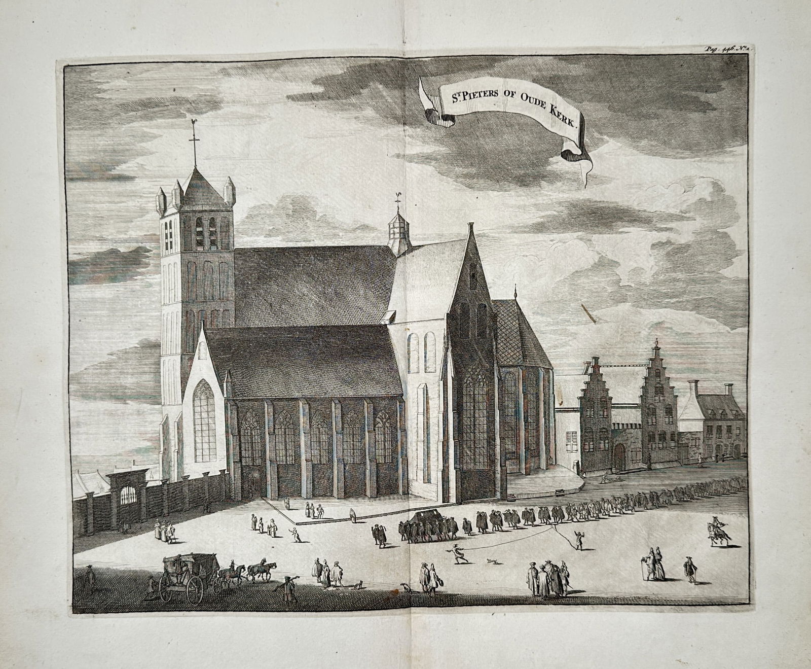 Mattheus Smallegange (1624–1710) – View of the Sint-Pieterskerk in Middelburg – Engraving (1 of 2)