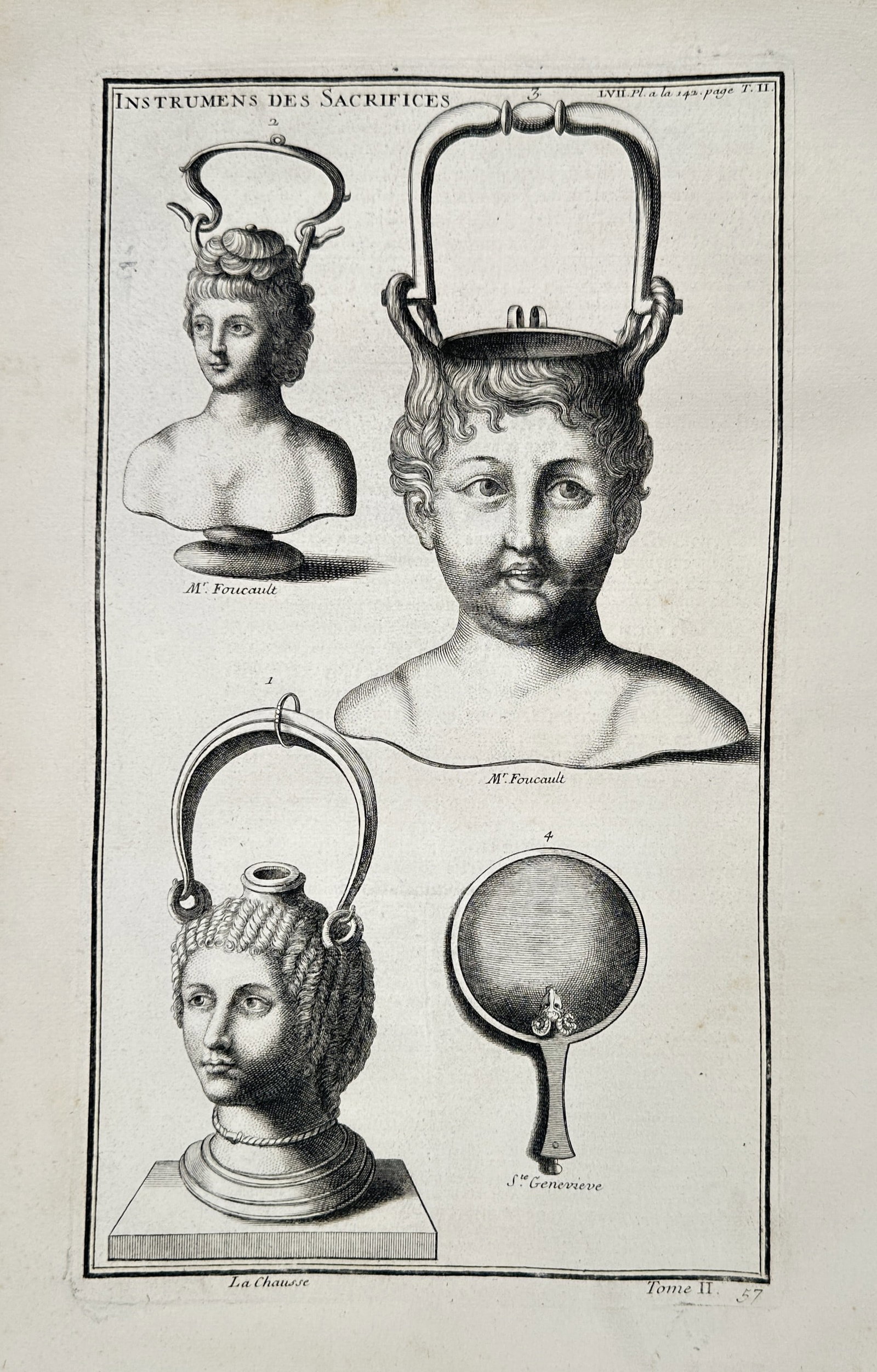 Bernard de Montfaucon (1655–1741) – Various Sacrificial Instruments – Engraving (1719) (1 of 2)