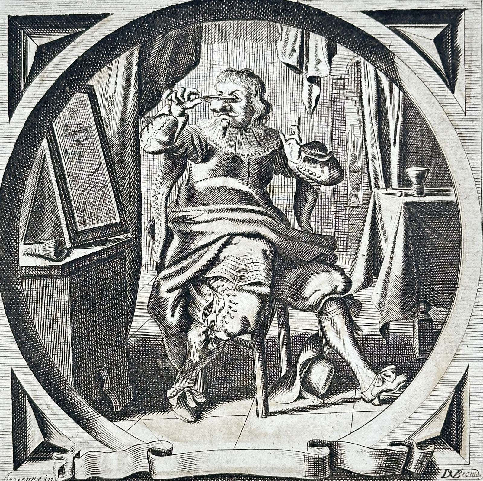Jacob Cats (1577–1660) – Allegory of the Man Cutting Off His Nose – Engraving (1655) (1 of 3)