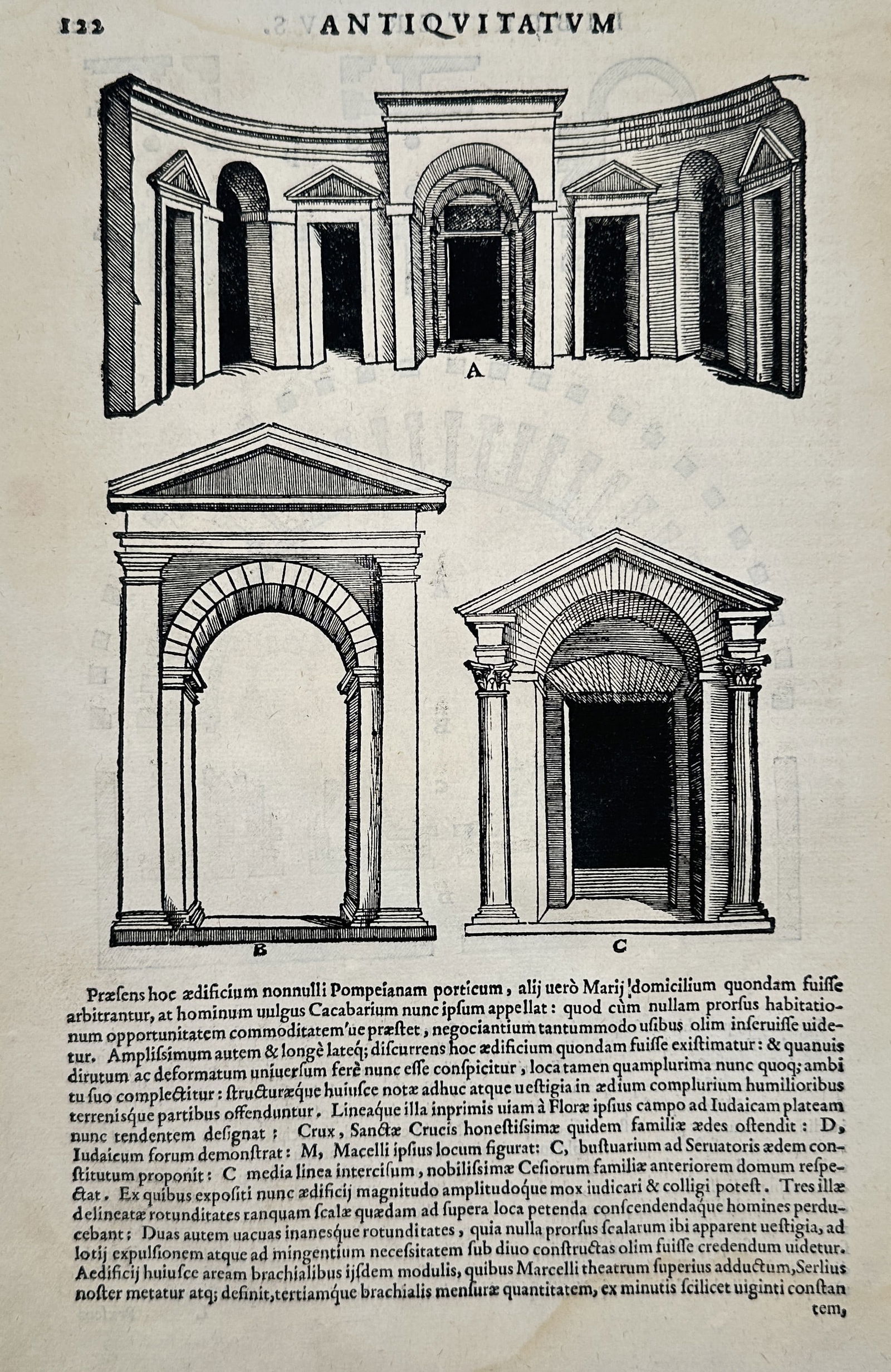 Sebastiano Serlio (1475–1554) – Various Porticos of Ancient Rome – Woodcut (1540) (1 of 2)