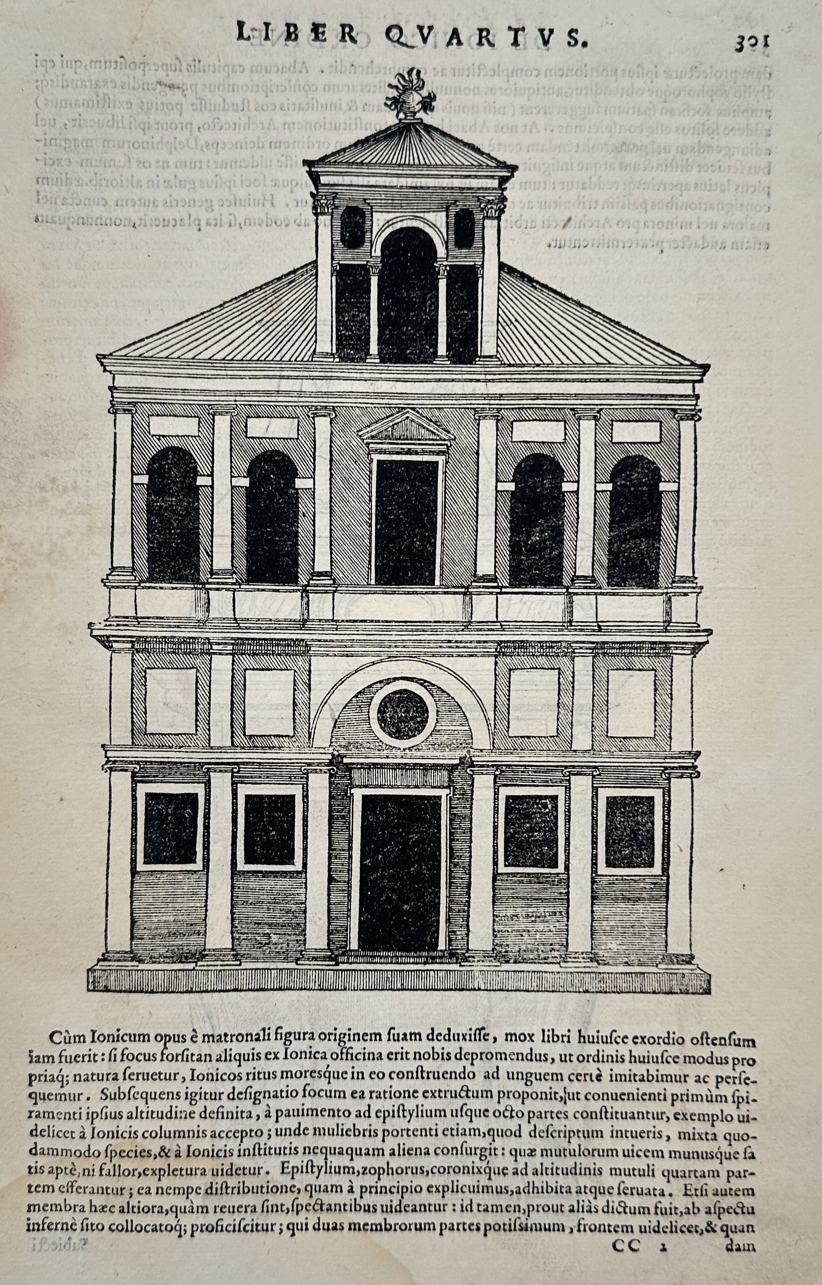 Sebastiano Serlio (1475–1554) – Facade of a Venetian Palazzo – Woodcut (1537) (1 of 2)
