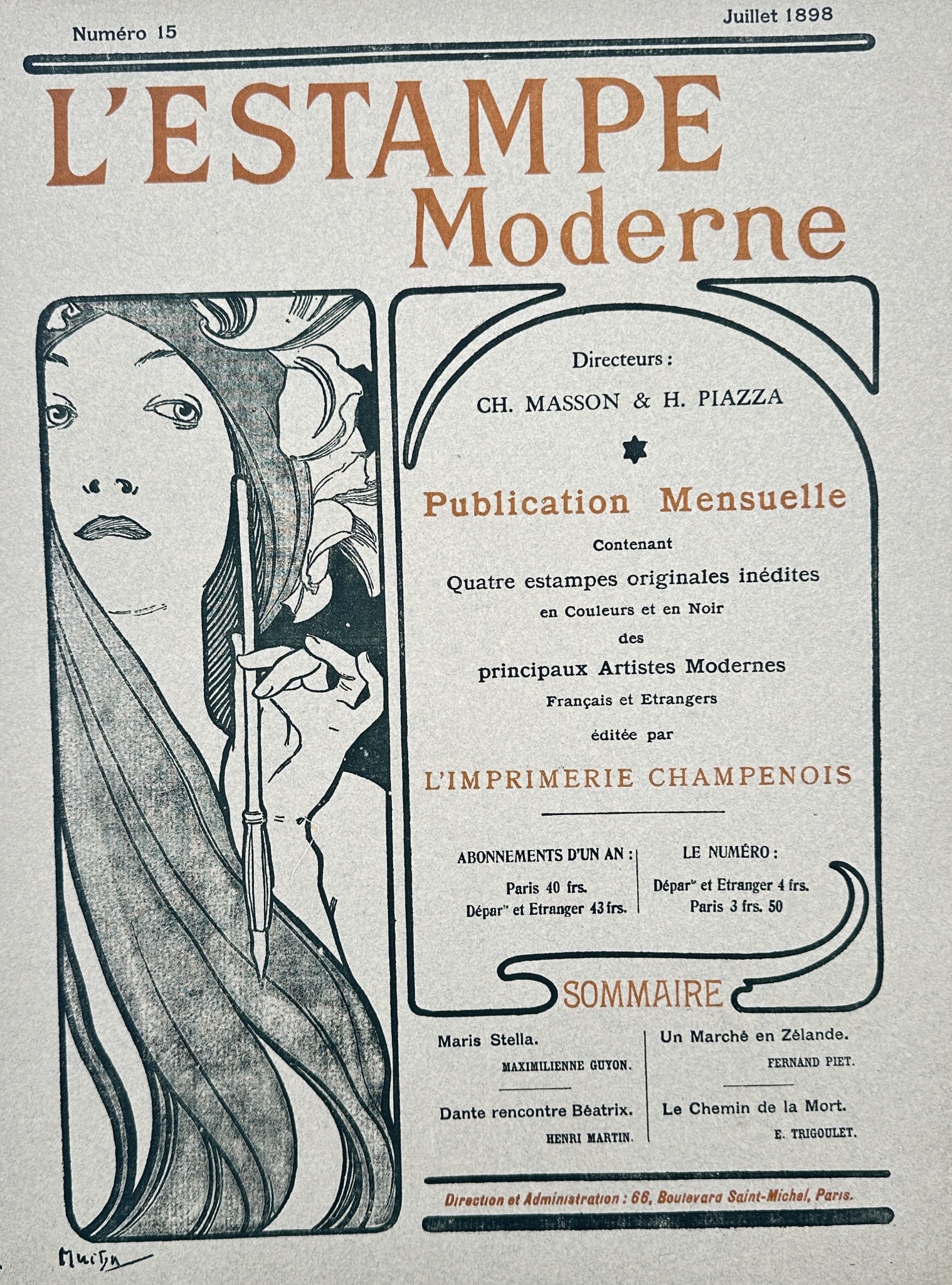 Alphonse Mucha (1860–1939) - L'Estampe Moderne Magazine Cover (July 1898) (1 of 2)