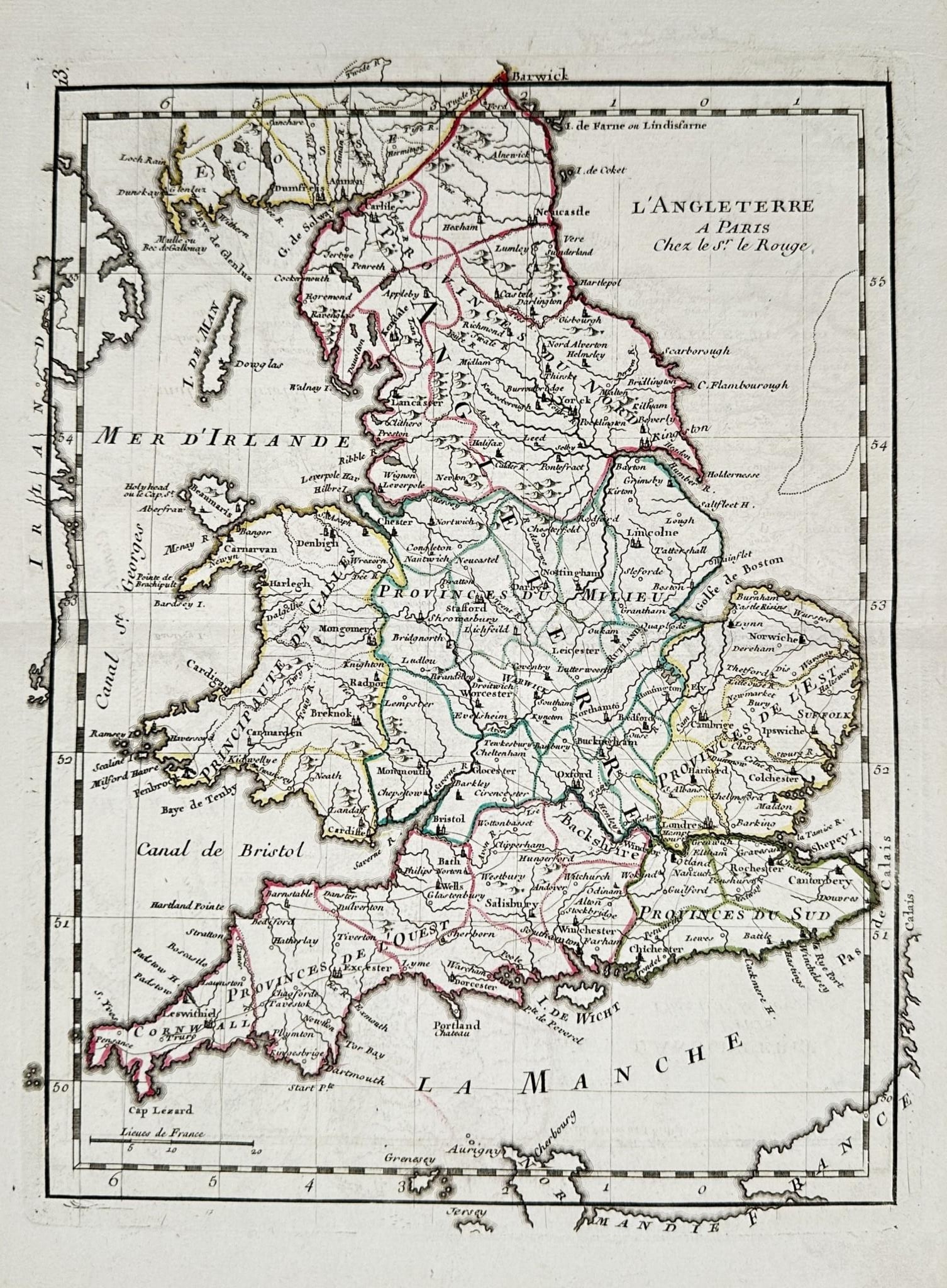 Georges-Louis Le Rouge (1712–1790) – Map of England and Wales (1 of 2)