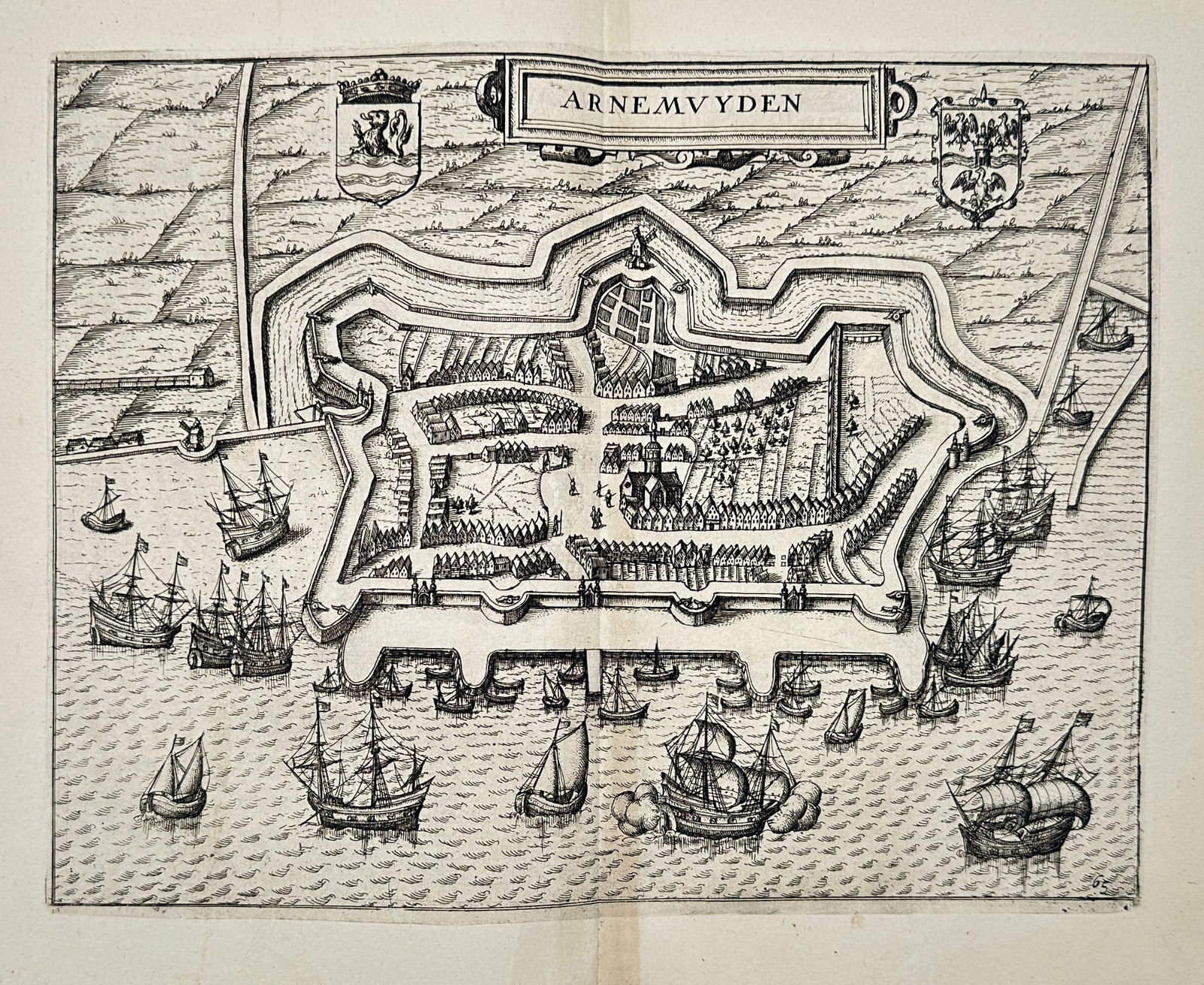 Lodovico Guicciardini (1521–1589) - Map of the City of Arnemuyden - Copperplate (1 of 2)
