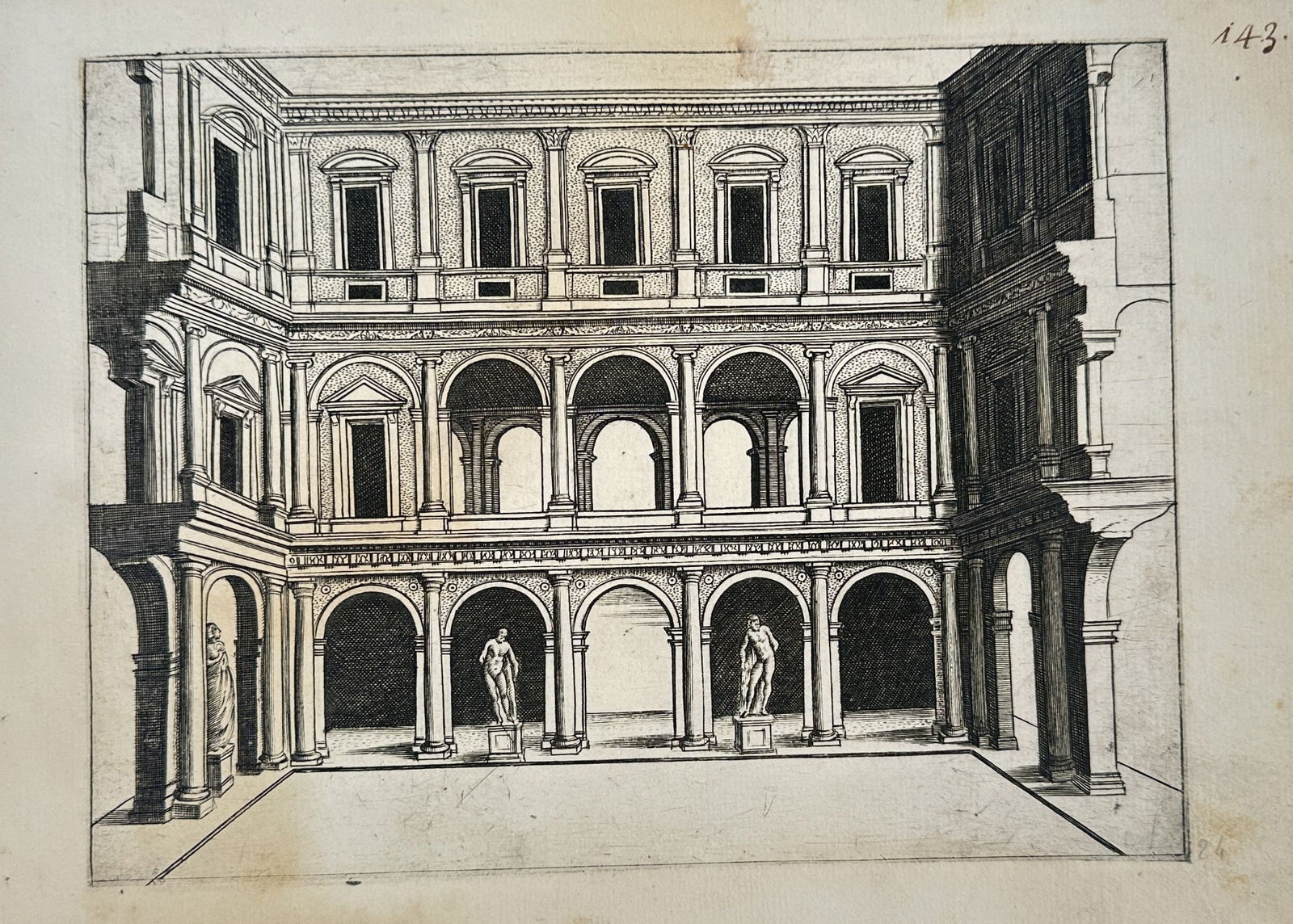 Giacomo Lauro (c. 1550–1605) – Courtyard of a Renaissance Palace (1 of 2)