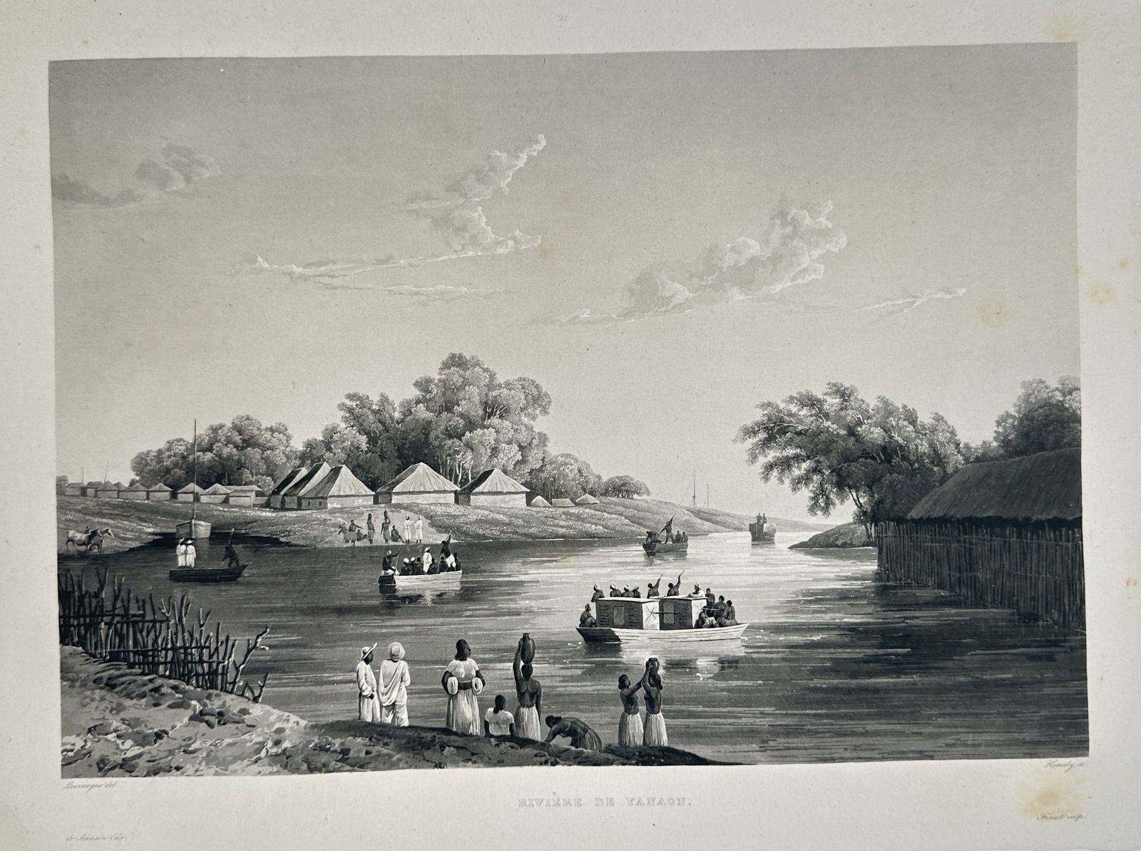 Louis-Auguste de Sainson (1800–1887) – View of the City of Tabaji – Lithograph (1 of 2)