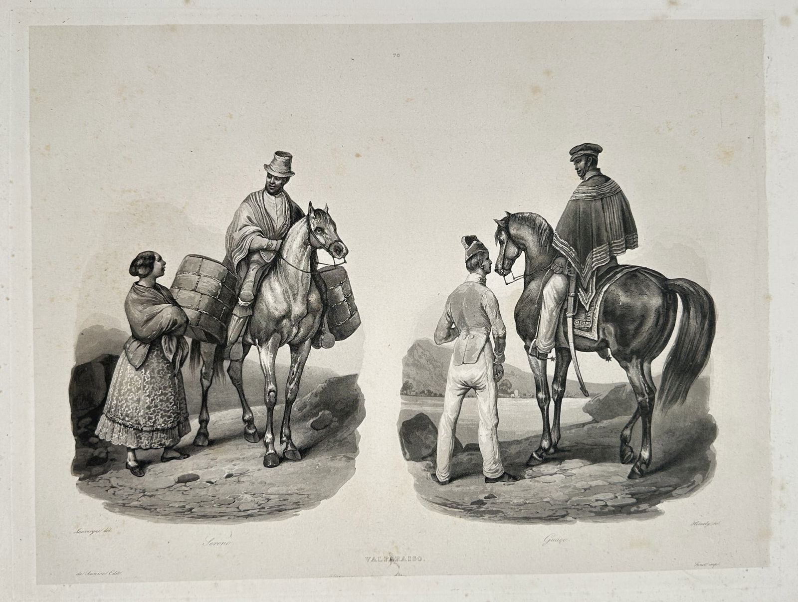 Louis-Auguste de Sainson (1800–1887) – View of Valparaíso, Chile – Lithograph (1 of 2)