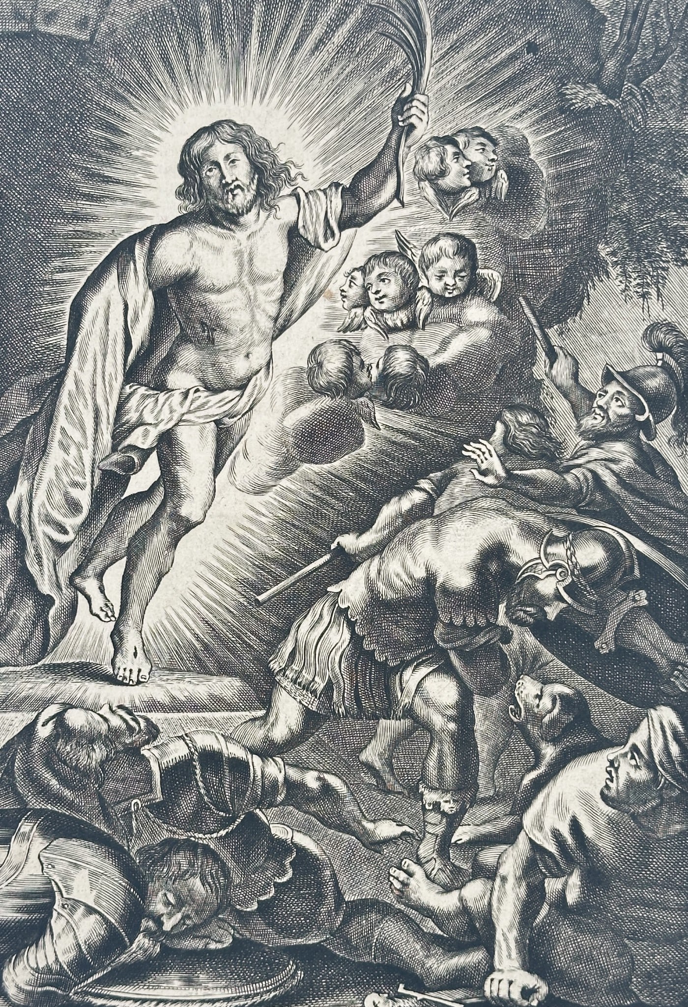 Cornelis Galle I (1576–1650) – The Resurrection of Christ – Engraving (1 of 2)