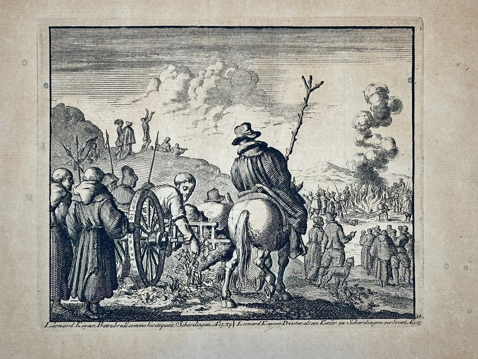 Jan Luyken (1649–1712) – The Burning of Leonhard Keyser – Engraving (1685) (1 of 2)
