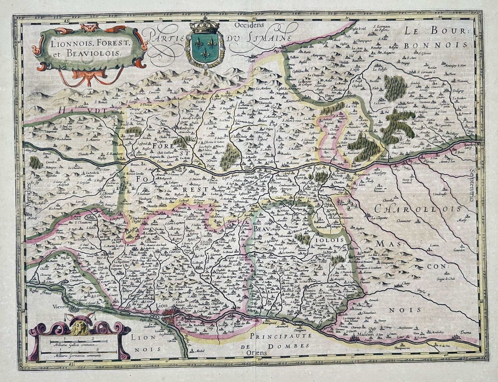 Johannes Janssonius (1588–1664) – Map of Lionnois, Forest, and Beaujolois (1 of 2)