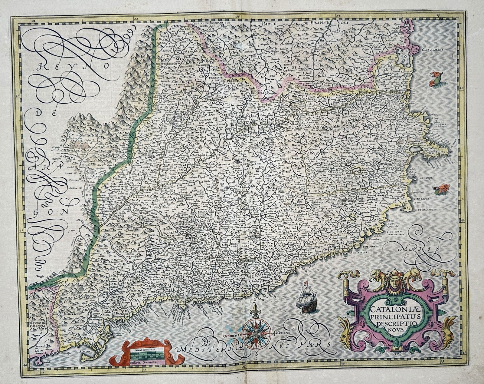 Johannes Janssonius (1588–1664) – Map of the Principality of Catalonia (1 of 2)