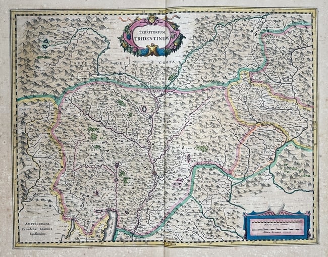 Johannes Janssonius – Map of the Territory of Trentino – Engraving (1 of 2)