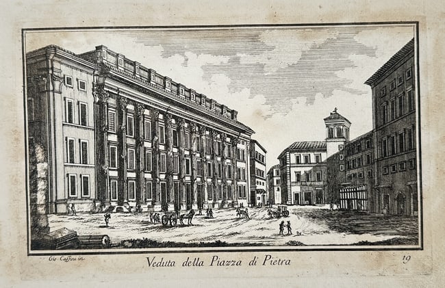 Giuseppe Vasi (1710–1782) – View of the Piazza di Pietra – Engraving (1 of 2)