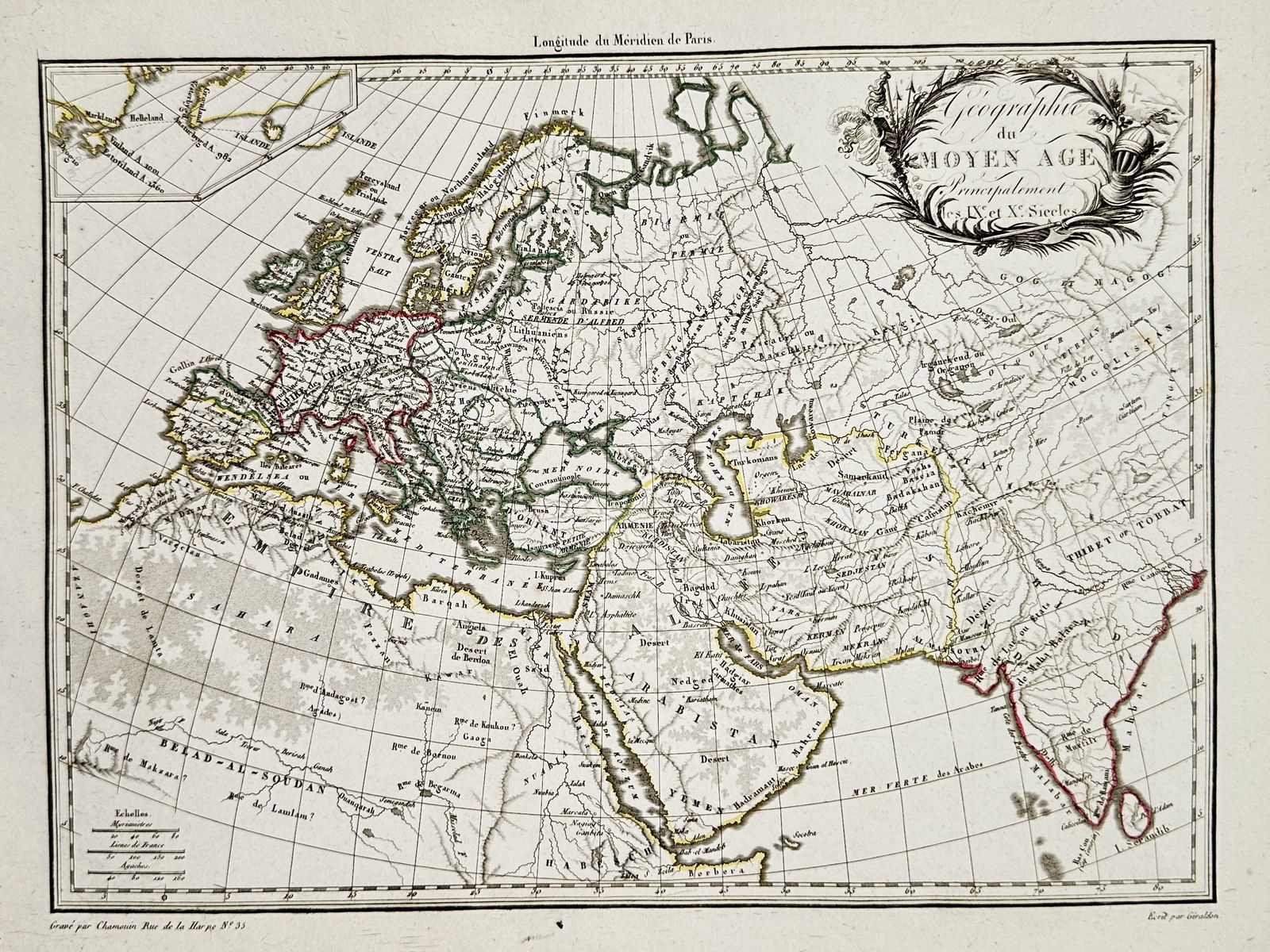 M. Malte-Brun (1775-1826) – Map of the World in the Middle Ages – World – hand-coloured (1 of 2)