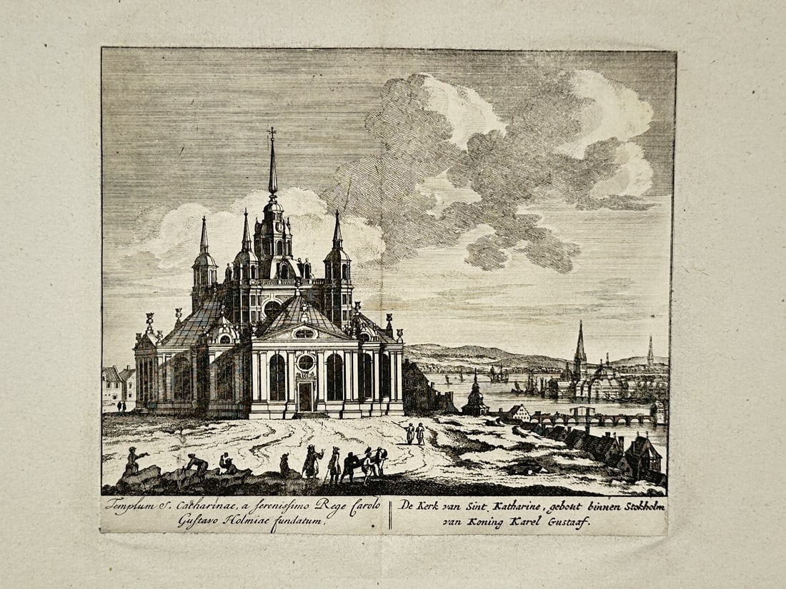 Erik Dahlbergh (1625-1703) – View of Catherine Church in Stockholm – engraving (1716) (1 of 2)