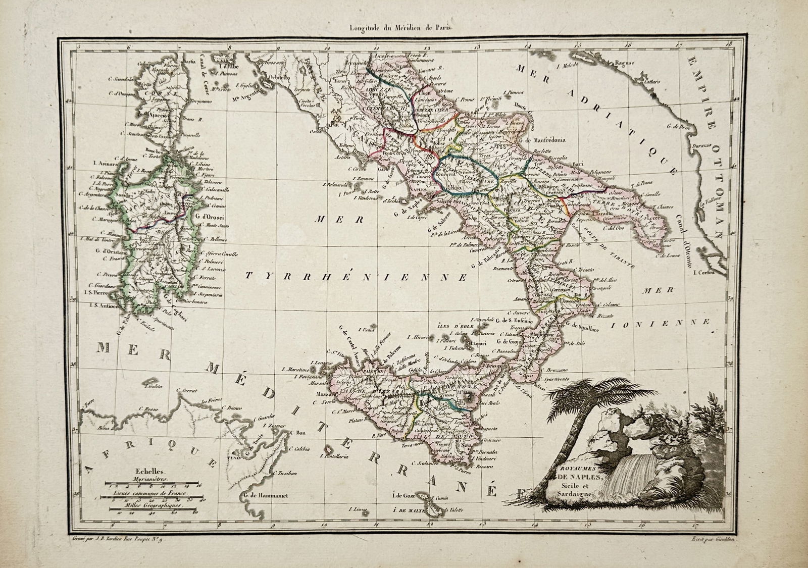 Jean-Denis Tardieu (1763–1830) – Map of the Kingdoms of Naples, Sicily, and Sardinia – (1 of 3)