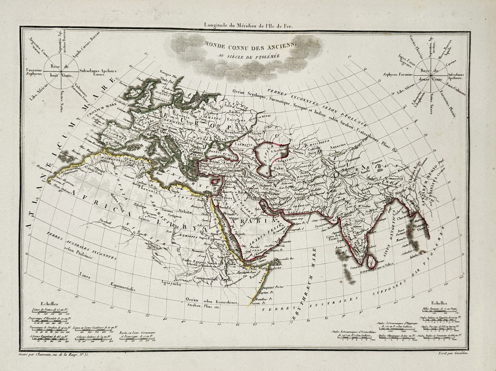 Jean-Denis Tardieu (1763–1830) – Map of the Known World in the Age of Ptolemy – Engraving (1 of 3)