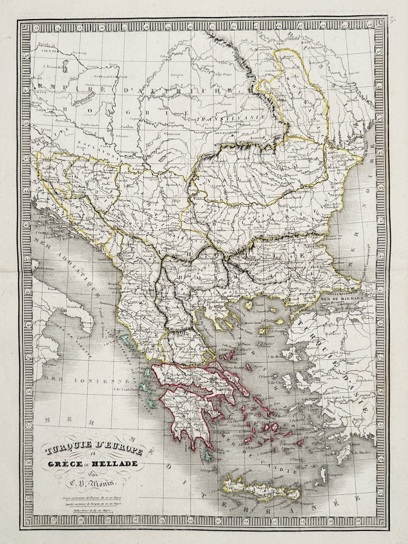 Charles V. Monin (Active 19th Century) – Map of European Turkey and Greece – Engraving (1835) (1 of 3)