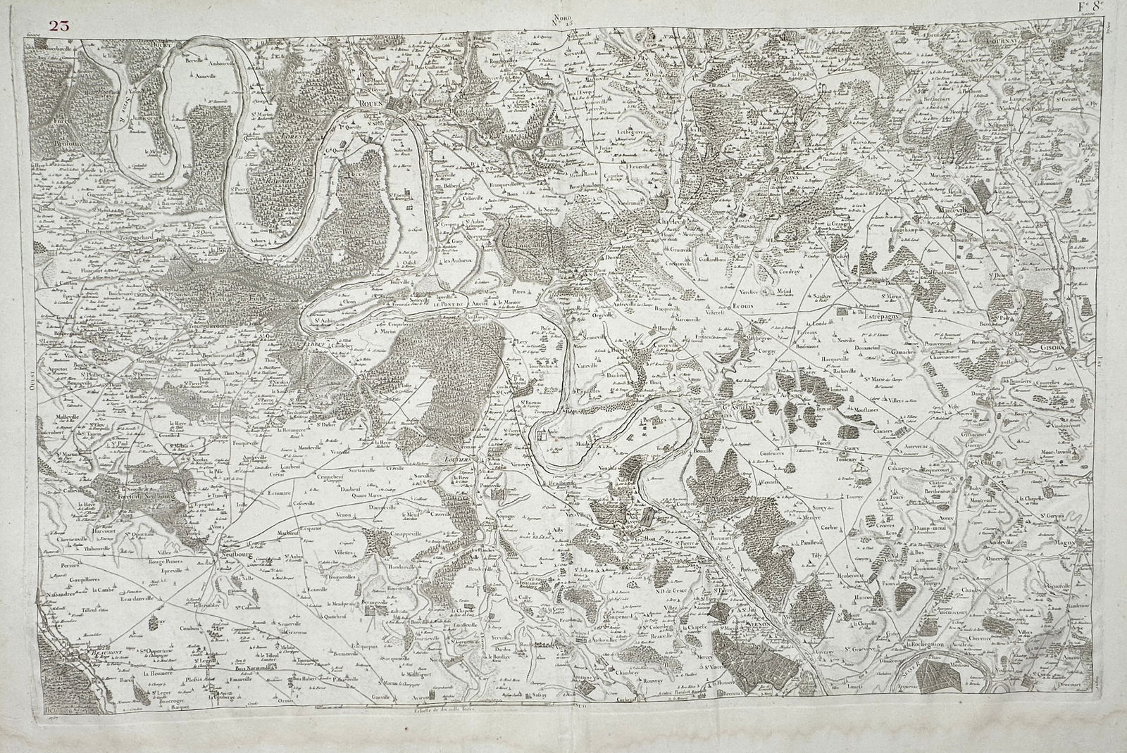 Joseph de Ferraris (1726–1814) – Map of the Region of Rouen and the Seine Valley – France – (1 of 3)