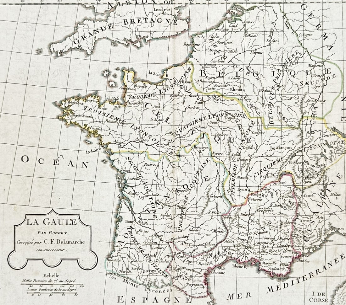 Charles-François Delamarche (1740–1817) – Map of Gaul – France – Engraving (1832) (1 of 3)