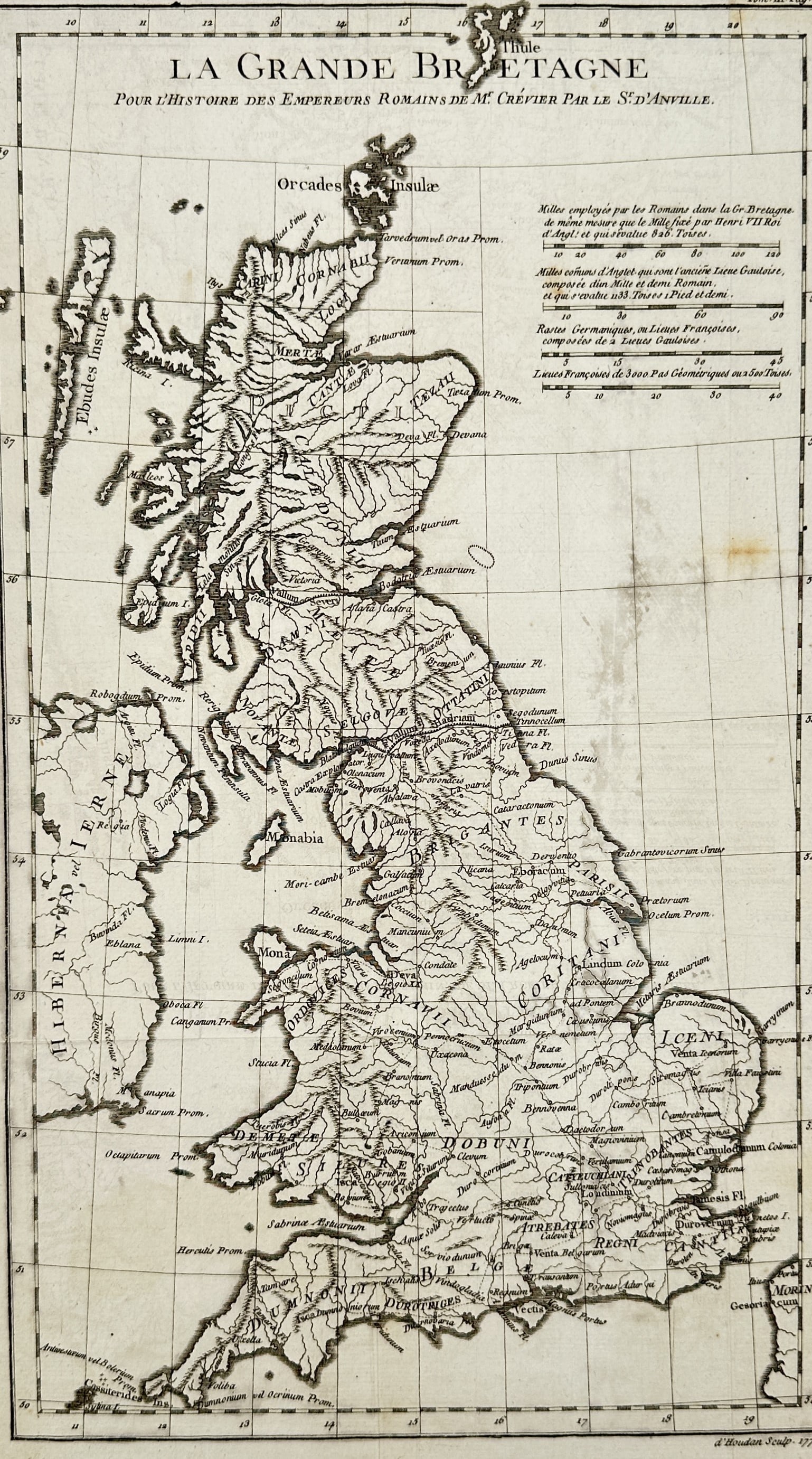 Jean-Baptiste Bourguignon d'Anville – Map of Great Britain – England – Engraving (1774) (1 of 3)